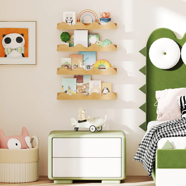 Hivvago 16 Inch Kids Bookshelf Set of 4 Floating Nursery Book Shelves for Decoration Toy Storage