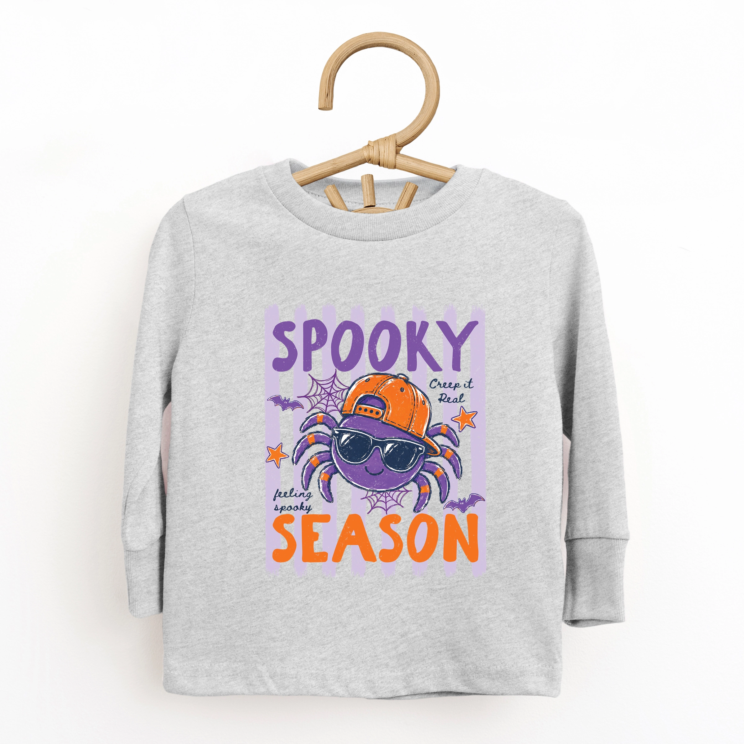 The Juniper Shop - Toddler Long Sleeve Graphic Tee Spooky Season Spider Stripes