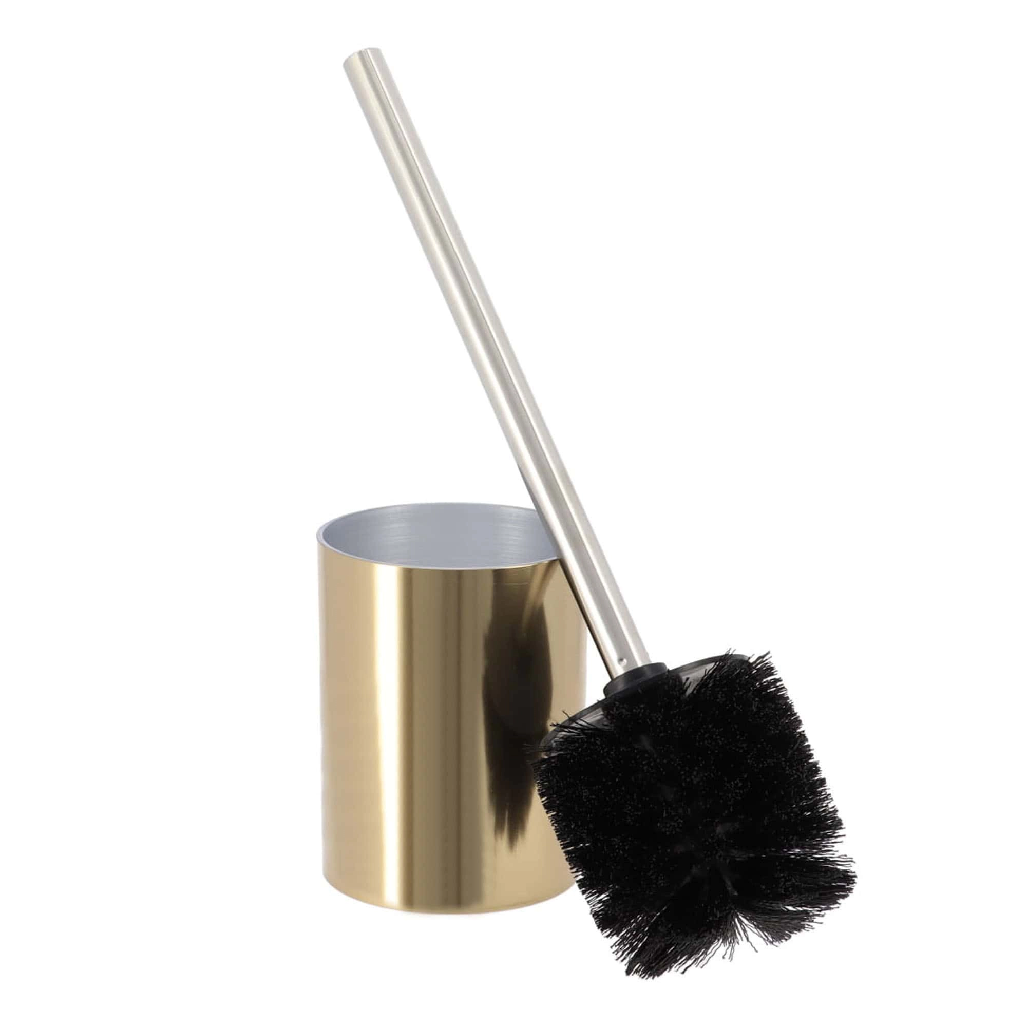 Evideco French Home Goods Brushed Metallic-Look Toilet Brush and Holder Set - 2-Piece