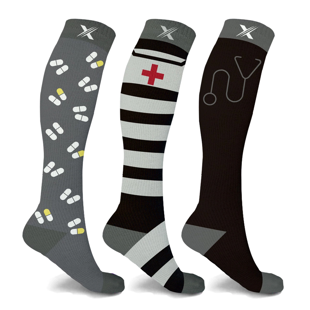 Extreme Fit Knee High Compression Socks For Men And Women - Made Nurses, Doctors, Travel, Pregnancy 3 Pair