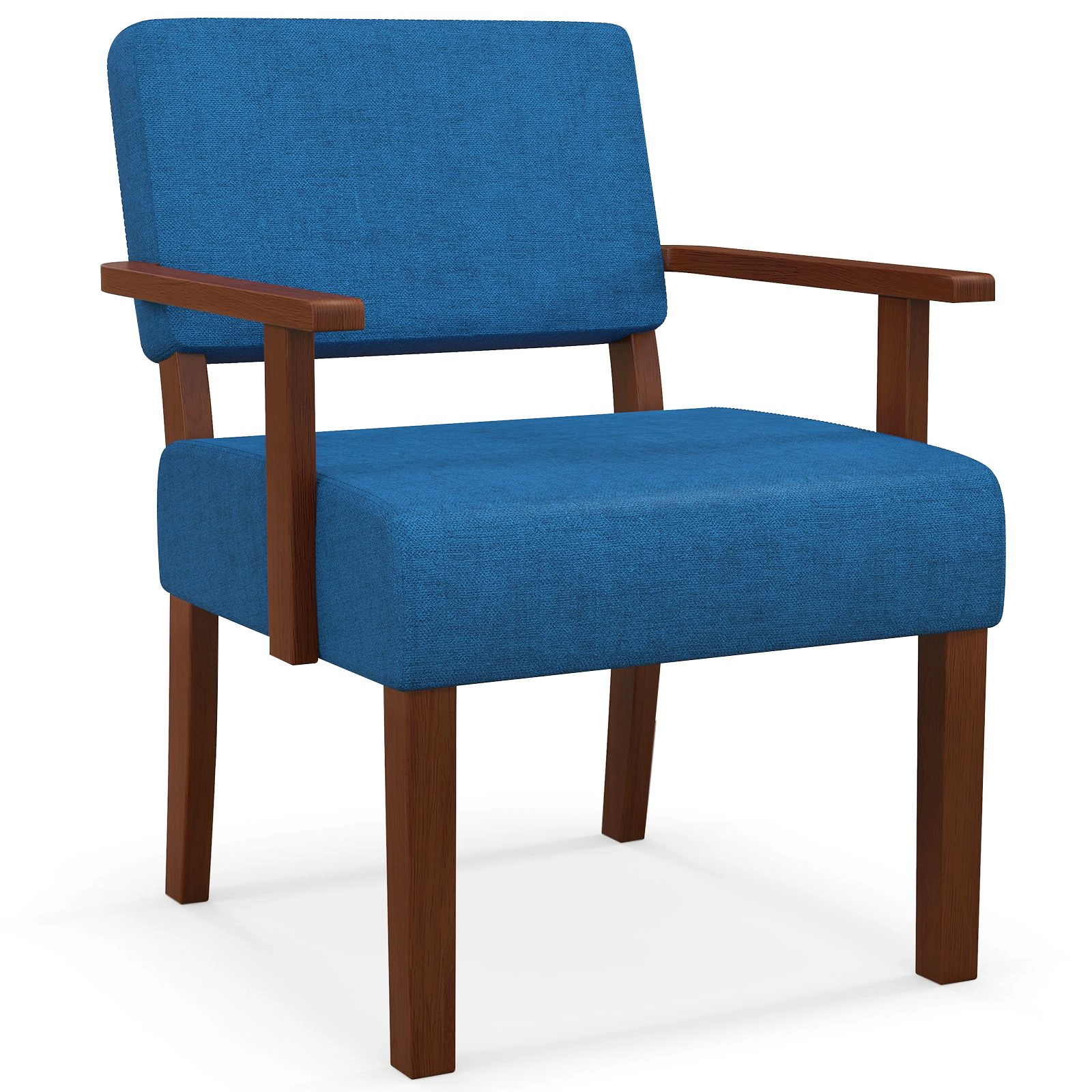 SlickBlue Blue Upholstered Accent Chair with Linen Fabric & Armrests