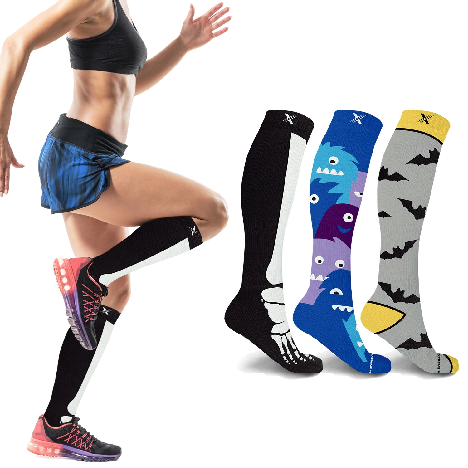 Extreme Fit Holiday Knee Compression Socks - For Men And Women 3 Pair