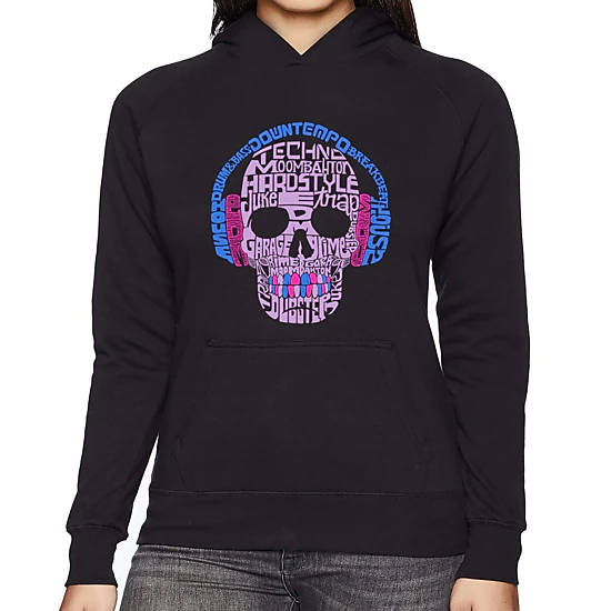 LA Pop Art Styles of EDM Music - Women's Word Art Hooded Sweatshirt