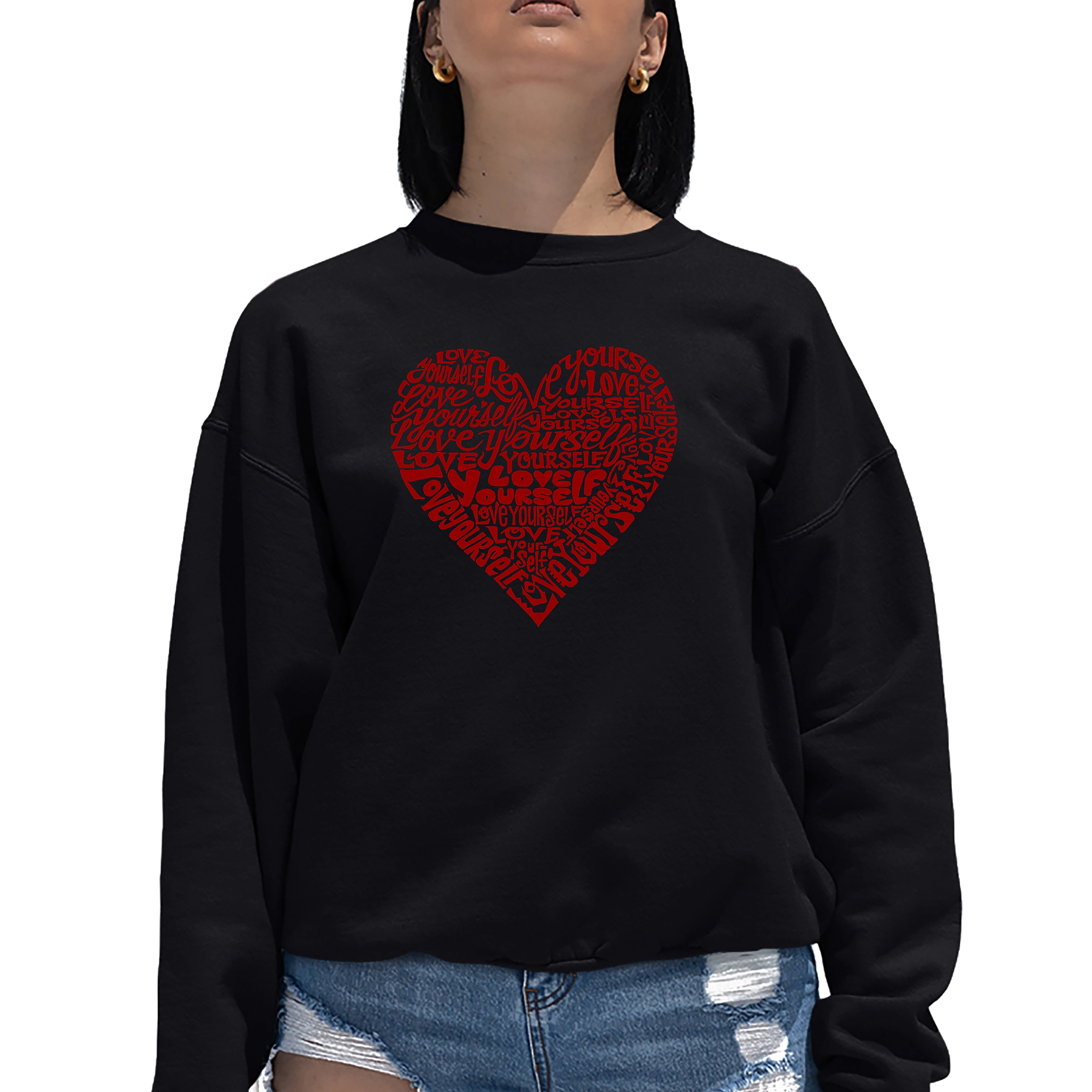 LA Pop Art Love Yourself - Women's Word Crewneck Sweatshirt