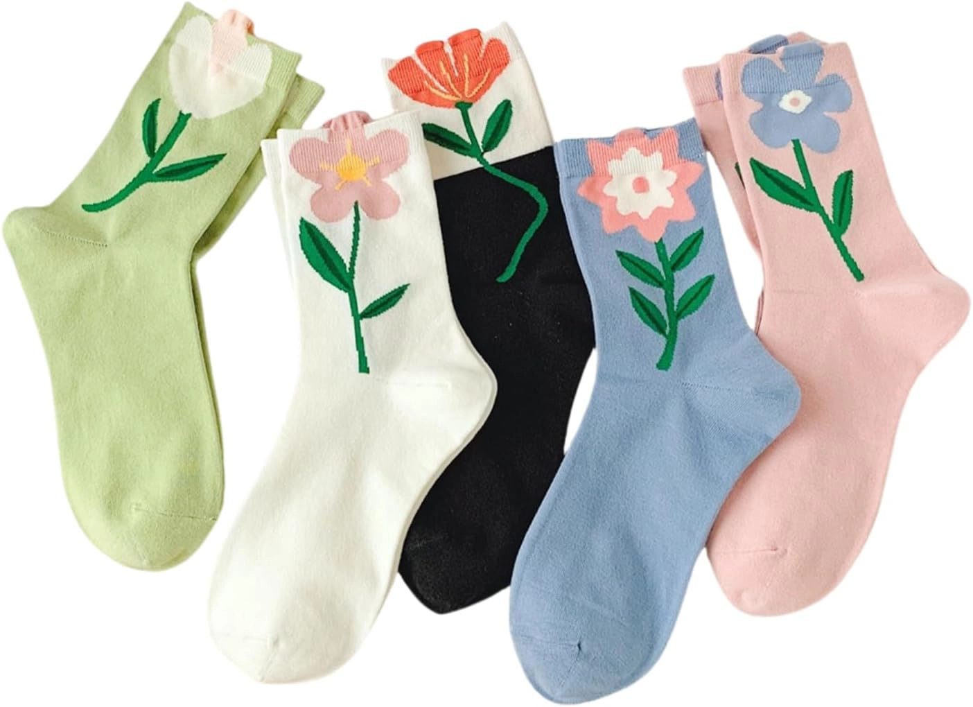 Wardrobe Whimsy 5 Pairs Cute Cotton Socks for Women Novelty Ankle Athletics Sock