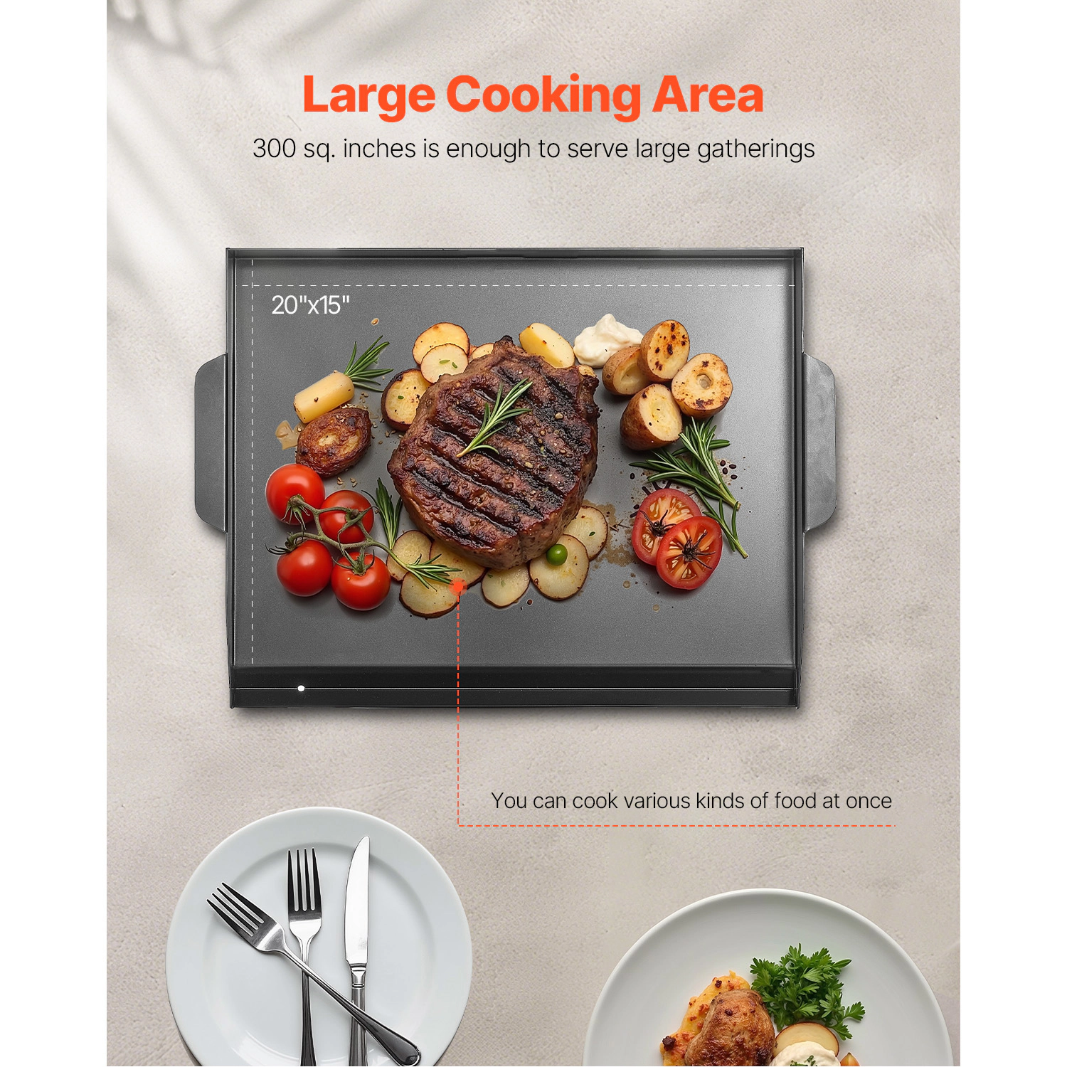 HONGGE Stainless Steel Griddle Universal Flat Top Rectangular Plate Gas Grill Griddle for BBQ Grill Teppanyaki Portable