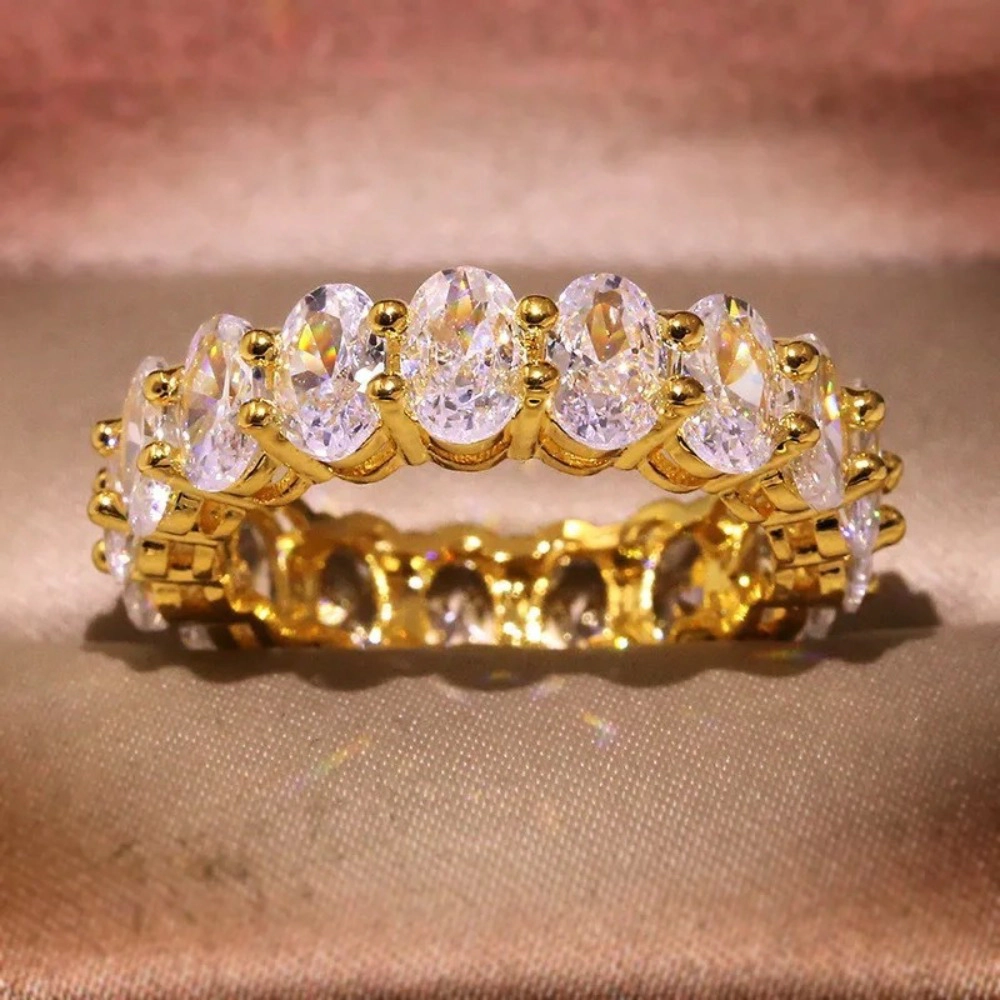 Women Cubic Zirconia  Eternity Engagement Wedding Band Ring