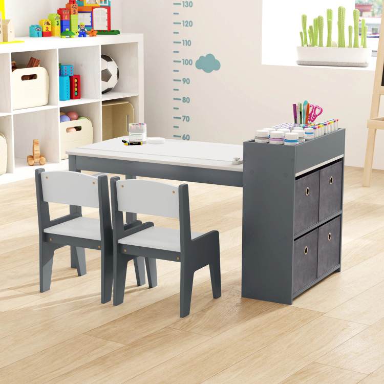 Hivvago Kids Art Table And Chairs Set With 2 Paper Roll