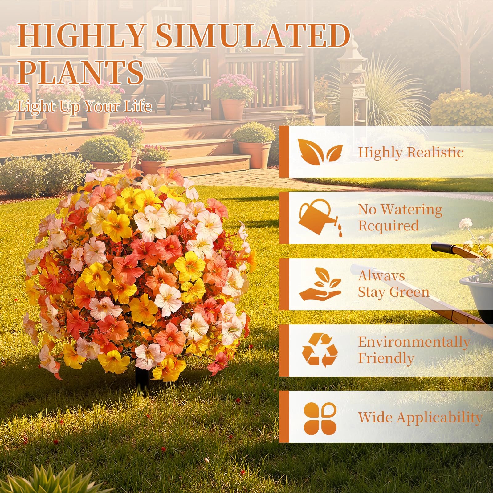 PUPWE 2Artificial Fall Flowers For Outdoors Uv Resistant Decoration