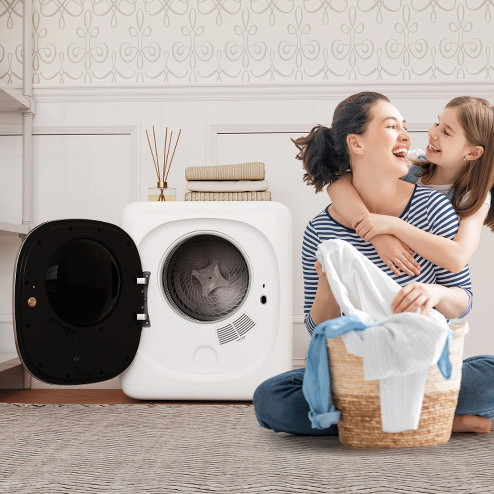 SUGIFT 800W 1.5-cu ft Portable Clothes Dryer with Stainless Steel Drum LED Touch Panel and 4 Temp Settings