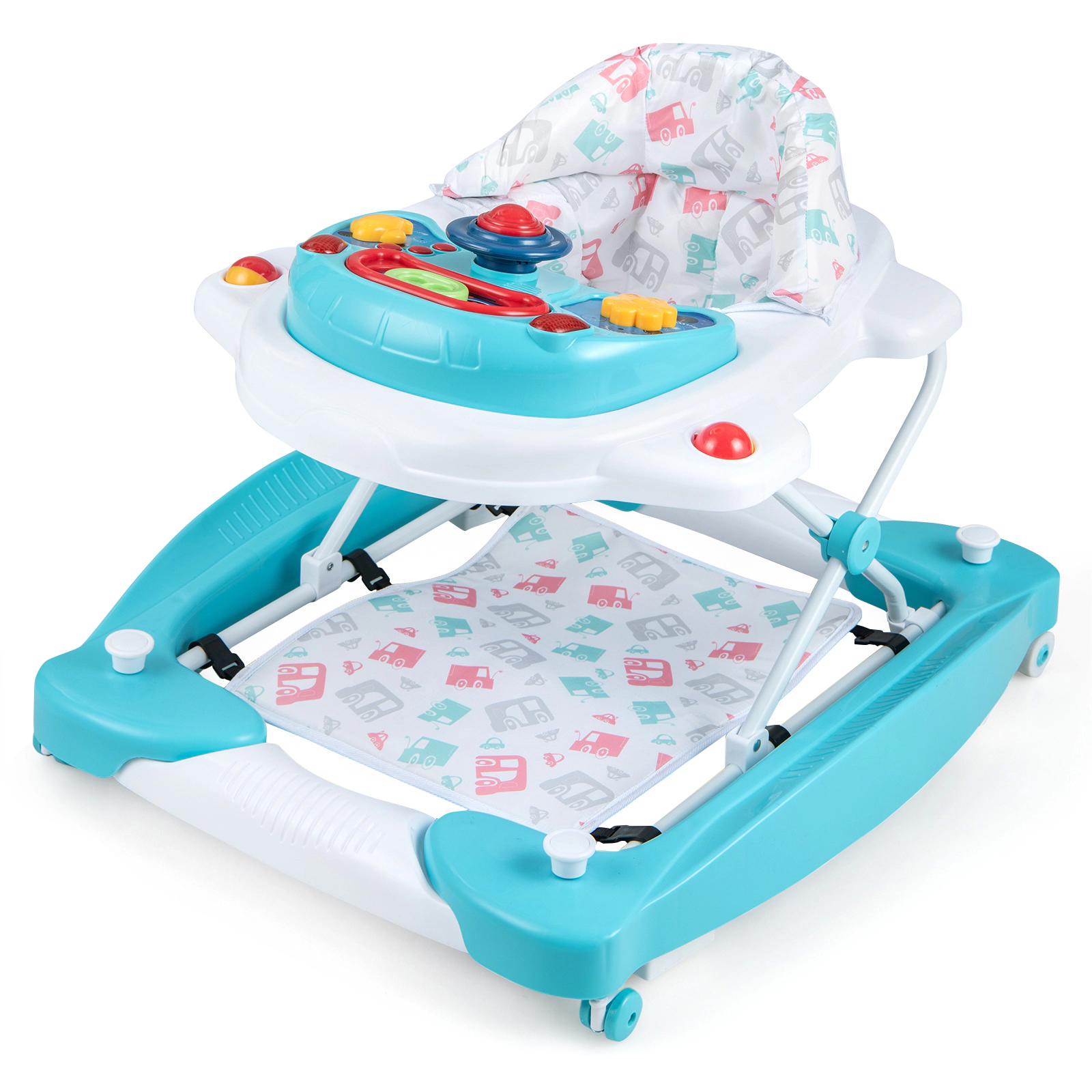 SUGIFT 6-in-1 Foldable Baby Walker with Adjustable 3-Position Height 26.5-lb Capacity Ages 6-14 Months Green