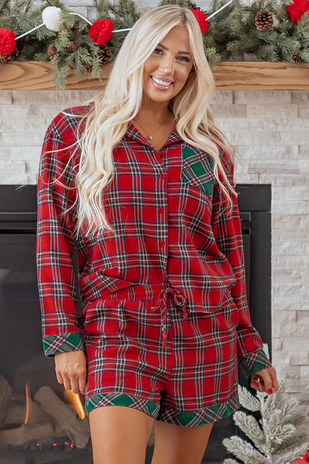 Threaded Pear Women's Lananina 2pcs Pajama Set Long Sleeve Top