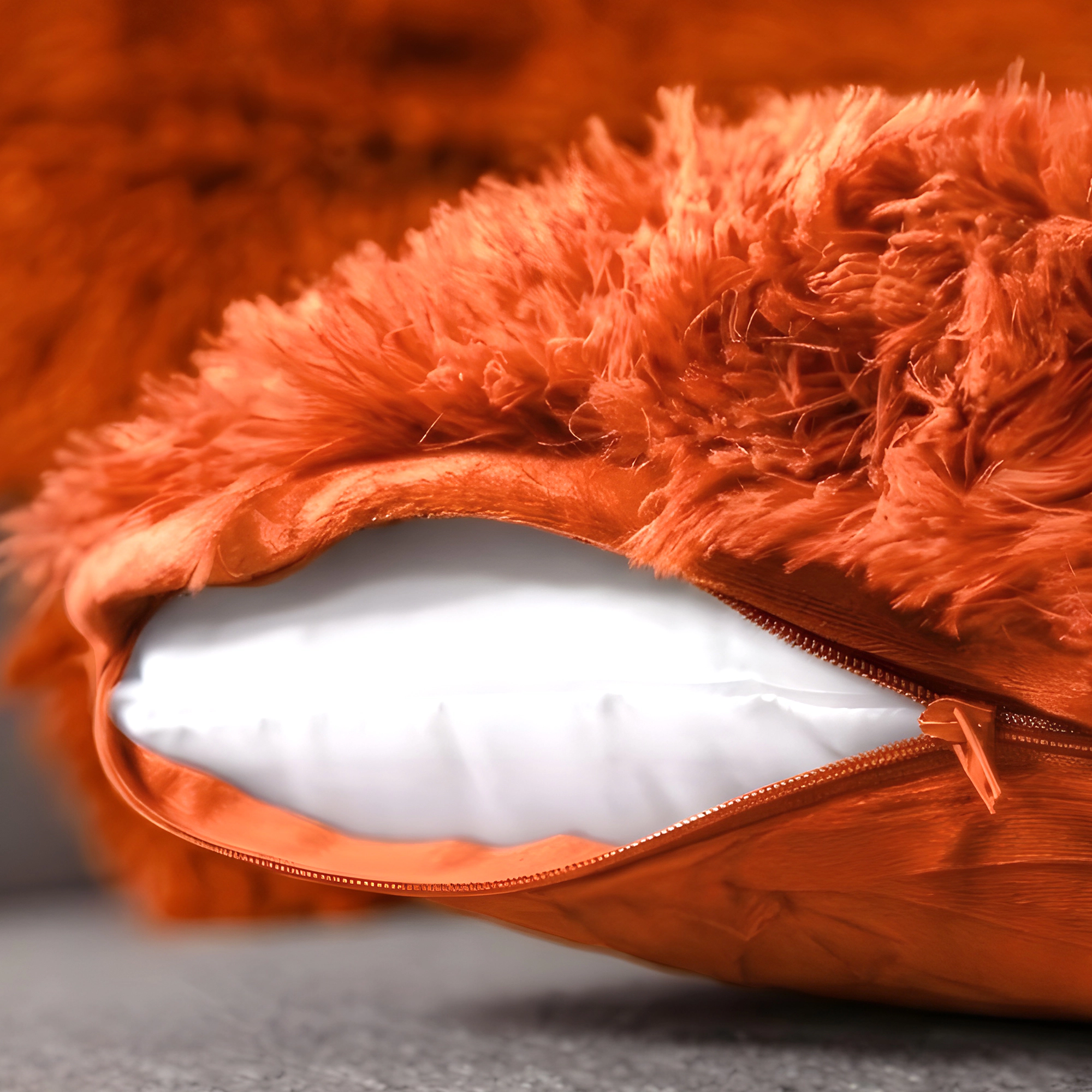 Cheer Collection 2 Pack 12 x 20 Inch All Around Shaggy Faux Fur Lumbar Pillows with Inserts