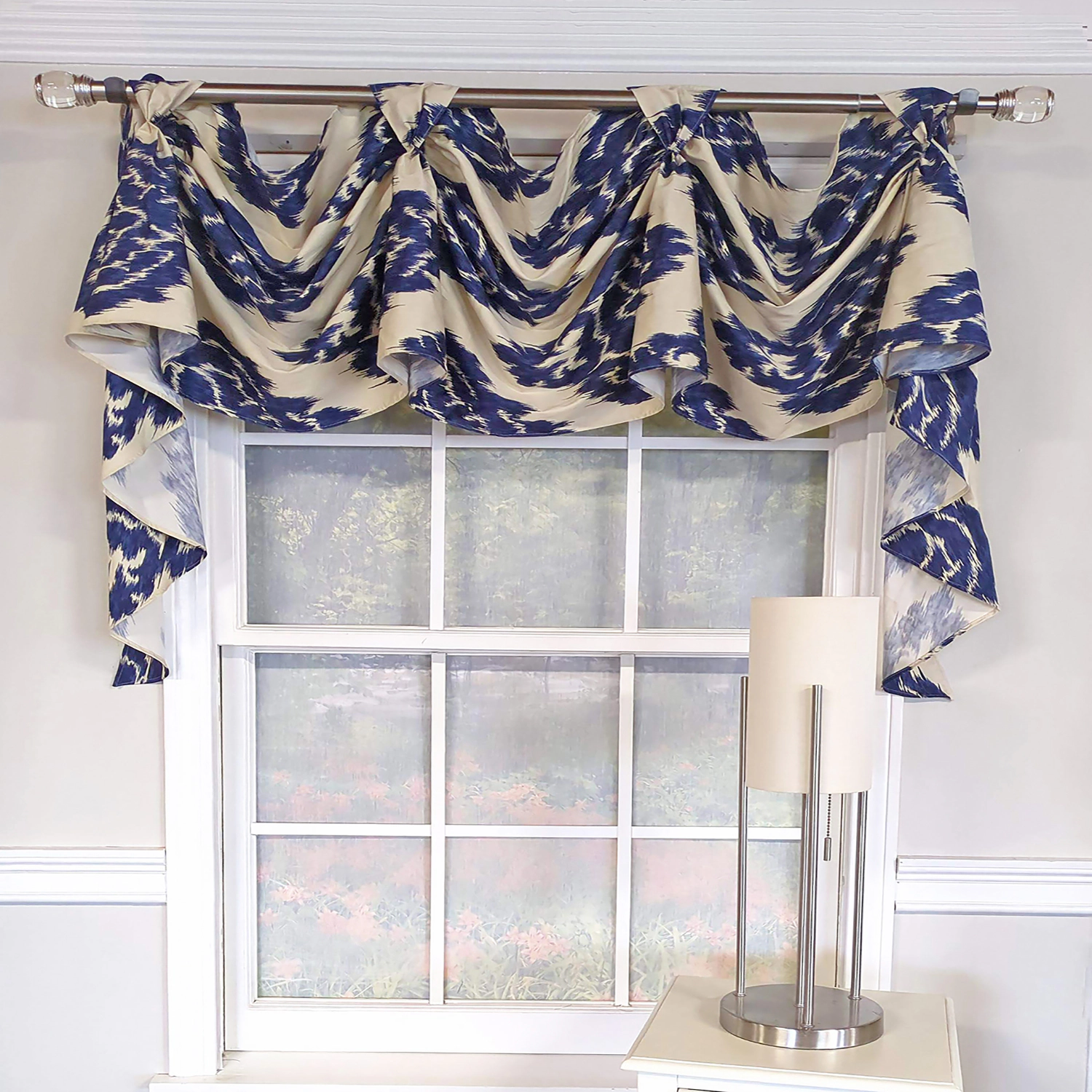 RLF Home Flame 3-S Victory 100% Cotton Tab Top Swag Window Curtain 54" x 25" Navy