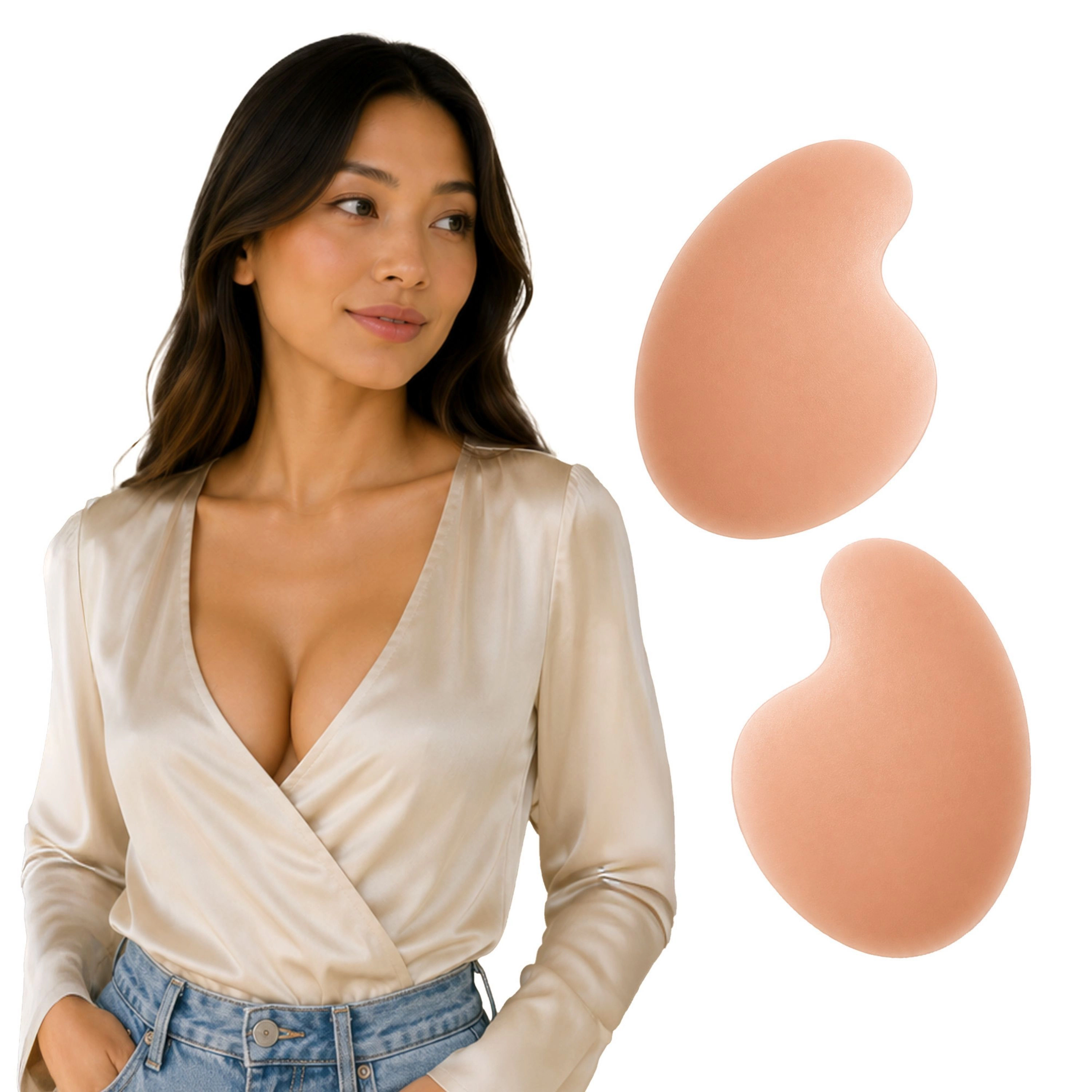 LECHERY Women's Allstick Push Up Nipple Covers Reusable Sticky Silicone Adhesive Pasties