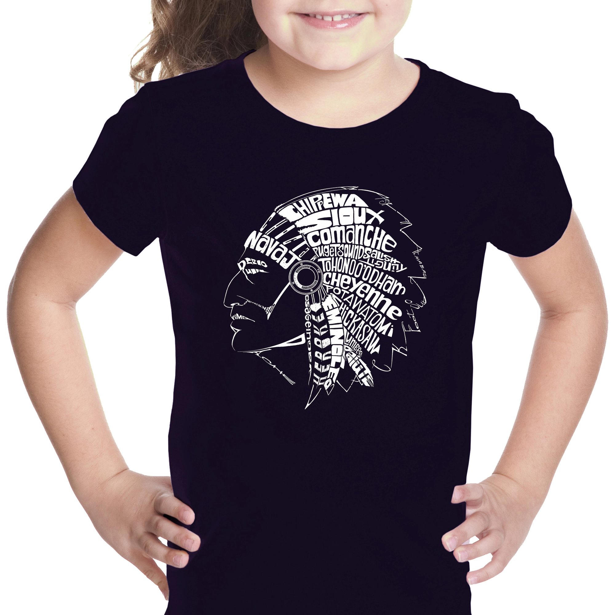 LA Pop Art Girls Word T-Shirt - POPULAR NATIVE AMERICAN INDIAN TRIBES