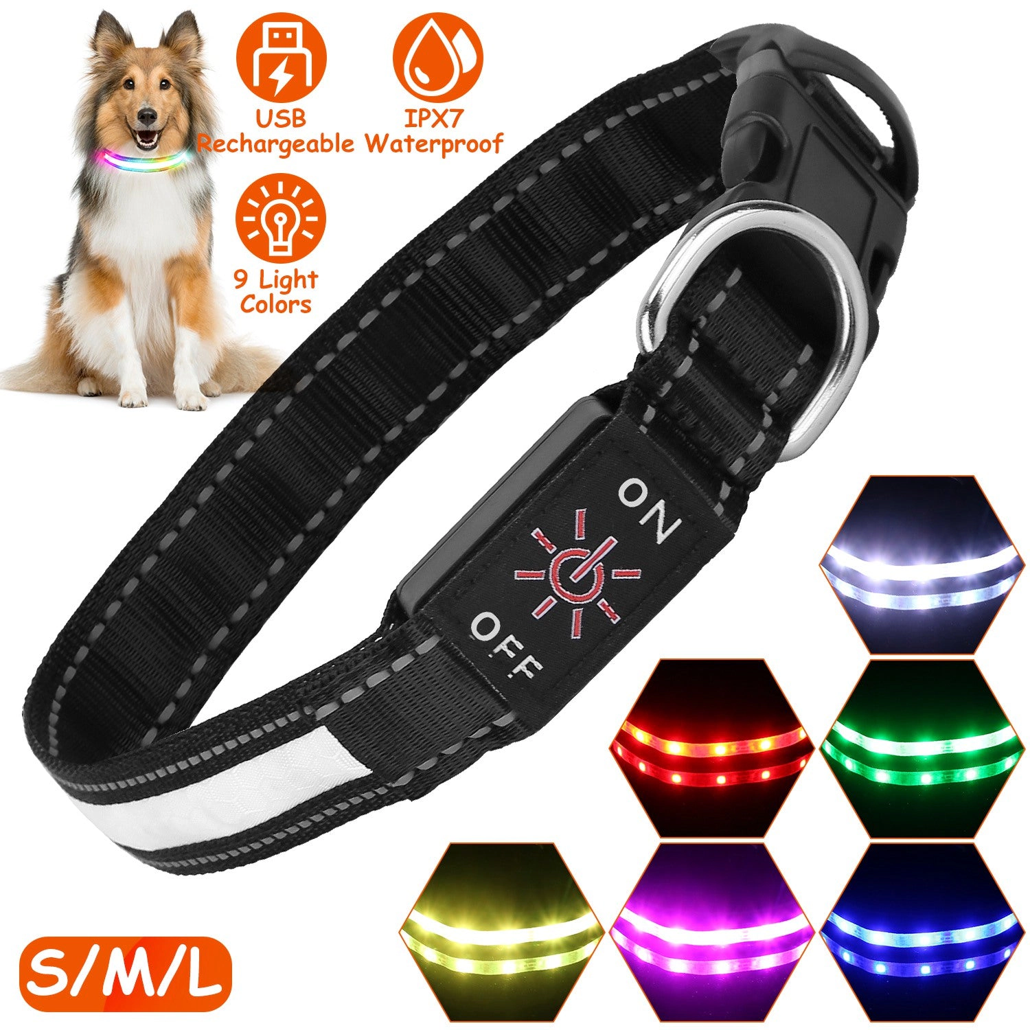 GBruno LED Rechargeable Dog Collar