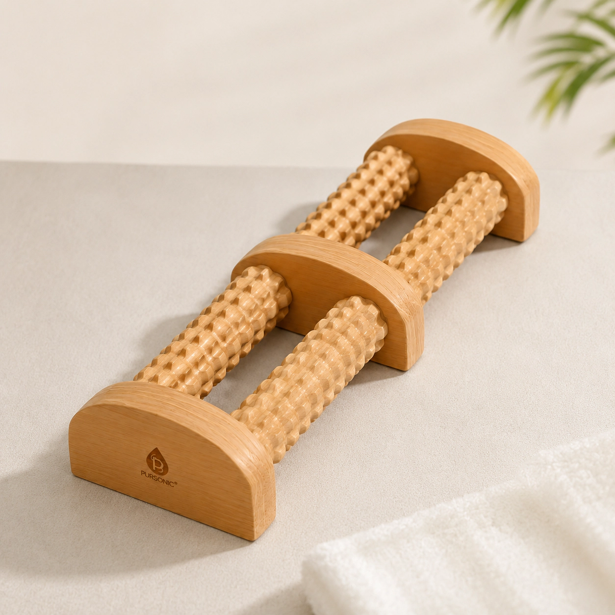 Pursonic Unisex Natural Wood Foot Relief & Relaxation Dual Roller Massager