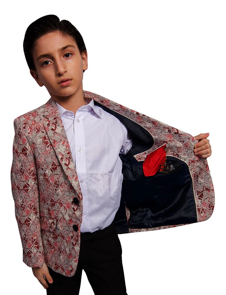 Elie Balleh Boys Slim Fit Faded Argyle Jacket