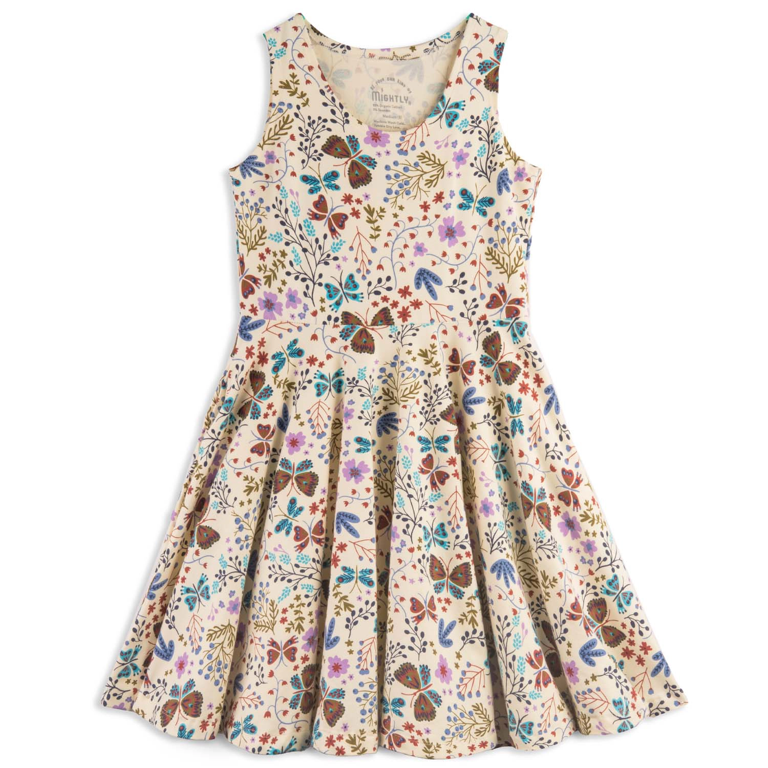 Mightly Girls Organic Cotton Print Sleeveless Skater Twirl Dress
