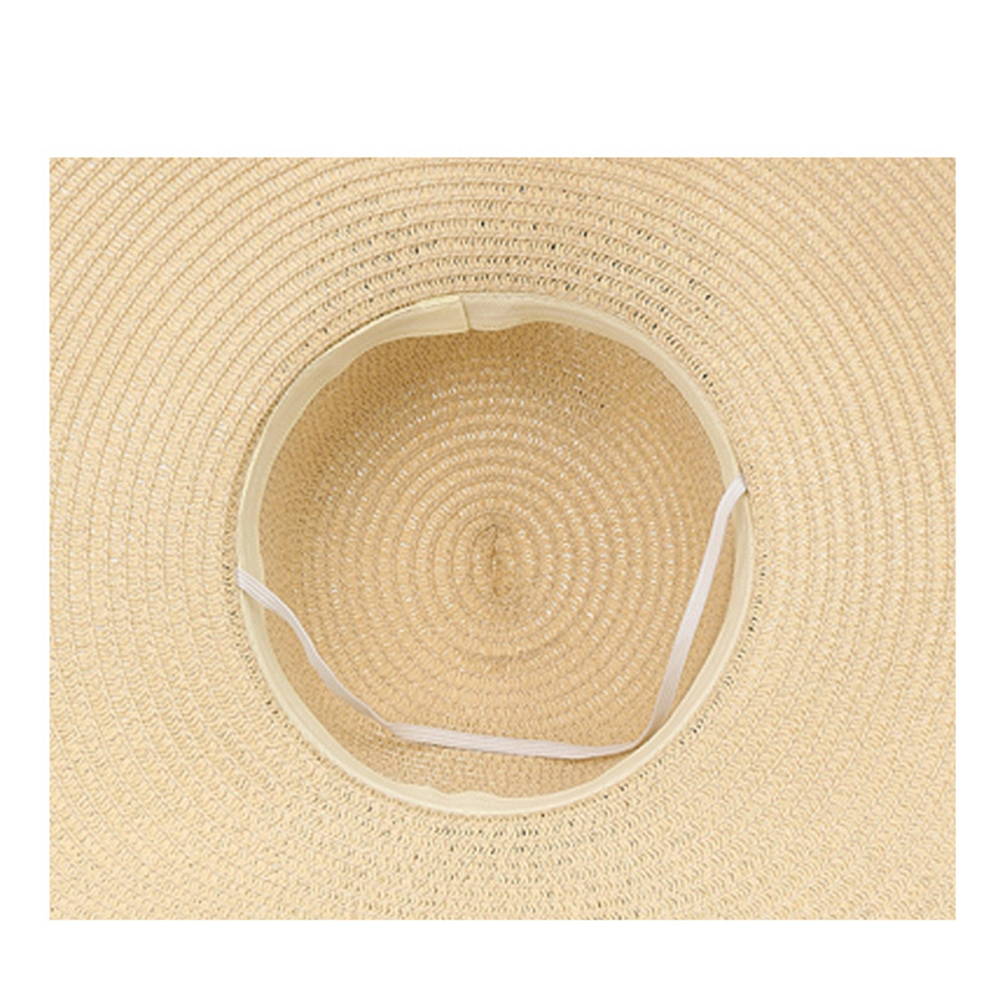 Anna-Kaci Women's Wide Brim Straw Sun Hat Lace Trim Bow Adjustable Chin Strap Breathable Packable Summer Beach