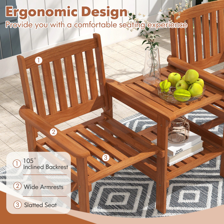Hivvago 2-Seater Outdoor Patio Furniture Set With 1.57 Inch Umbrella Hole