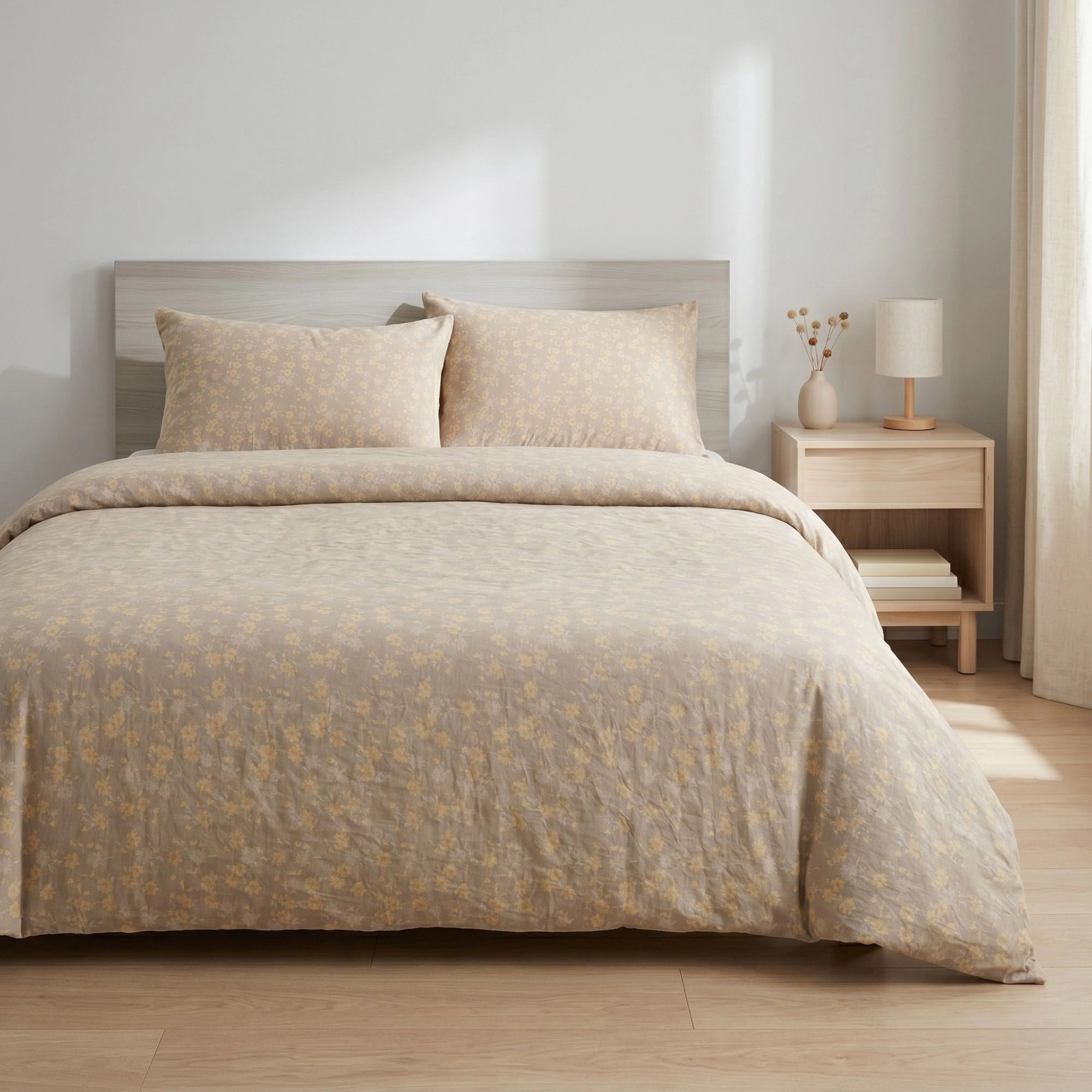 Alilang Unisex 3-Piece Cotton Bedding Set with Duvet Cover and Pillowcases Soft Washed Fabric Small Floral Print Design