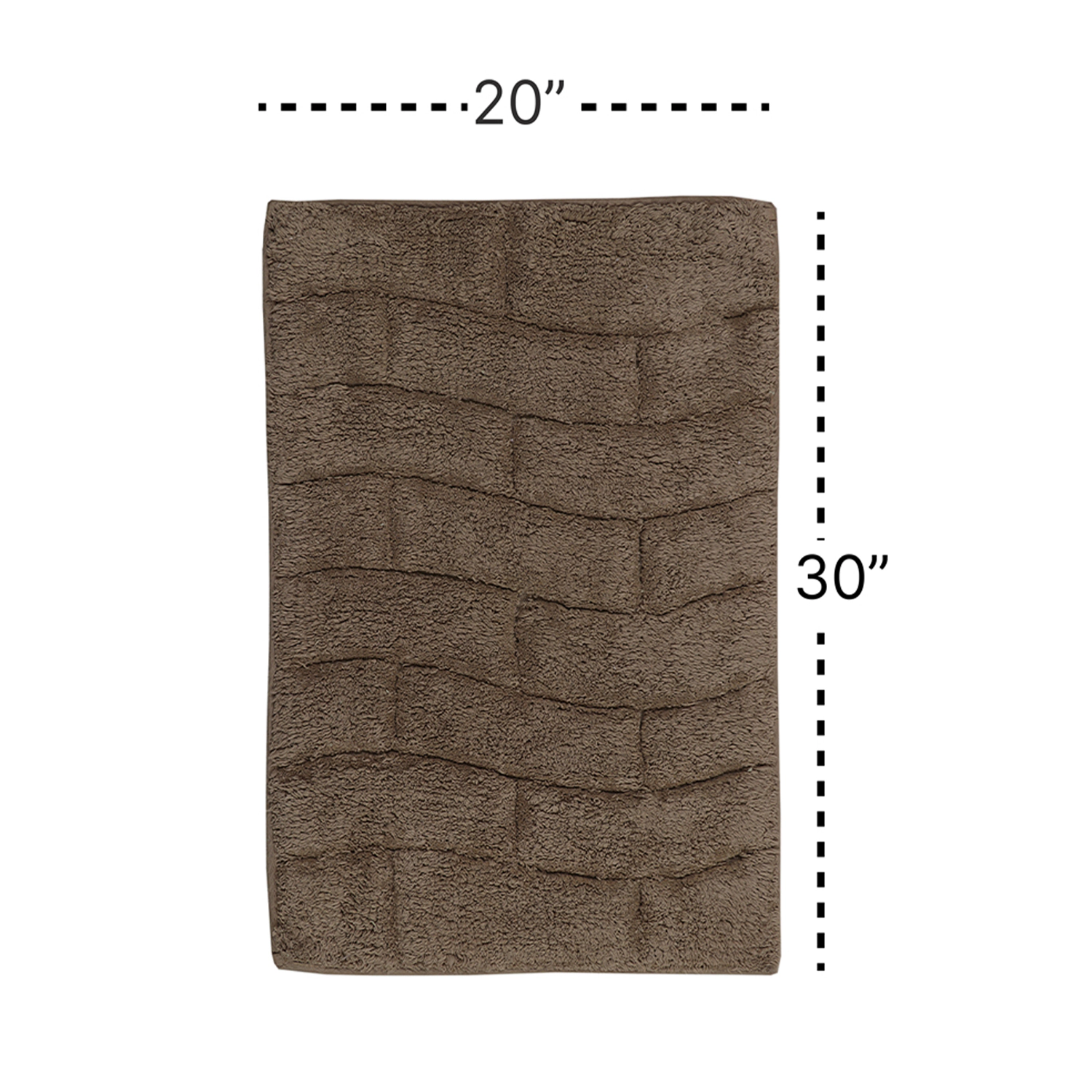 Knightsbridge Stylish And Comfortable All Season Traditional New Tile Design Cotton Bath Rug 20" X 30" Stone