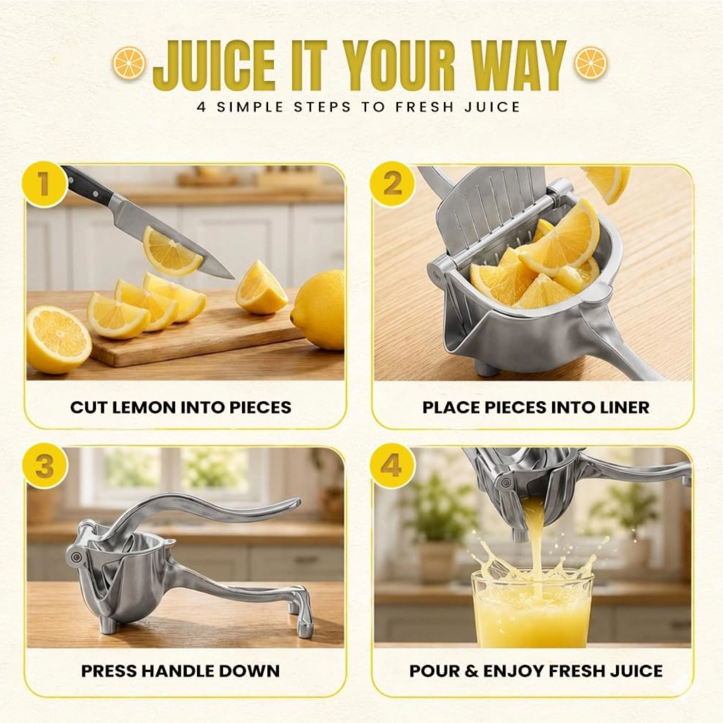 Stock Preferred Heavy Duty Aluminum Alloy Manual Citrus Juicer and Handheld Fruit Press