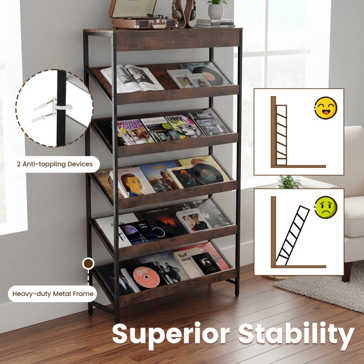 Hivvago 6-Tier Tall Freestanding Bookshelf with Angled Shelves for Home Office