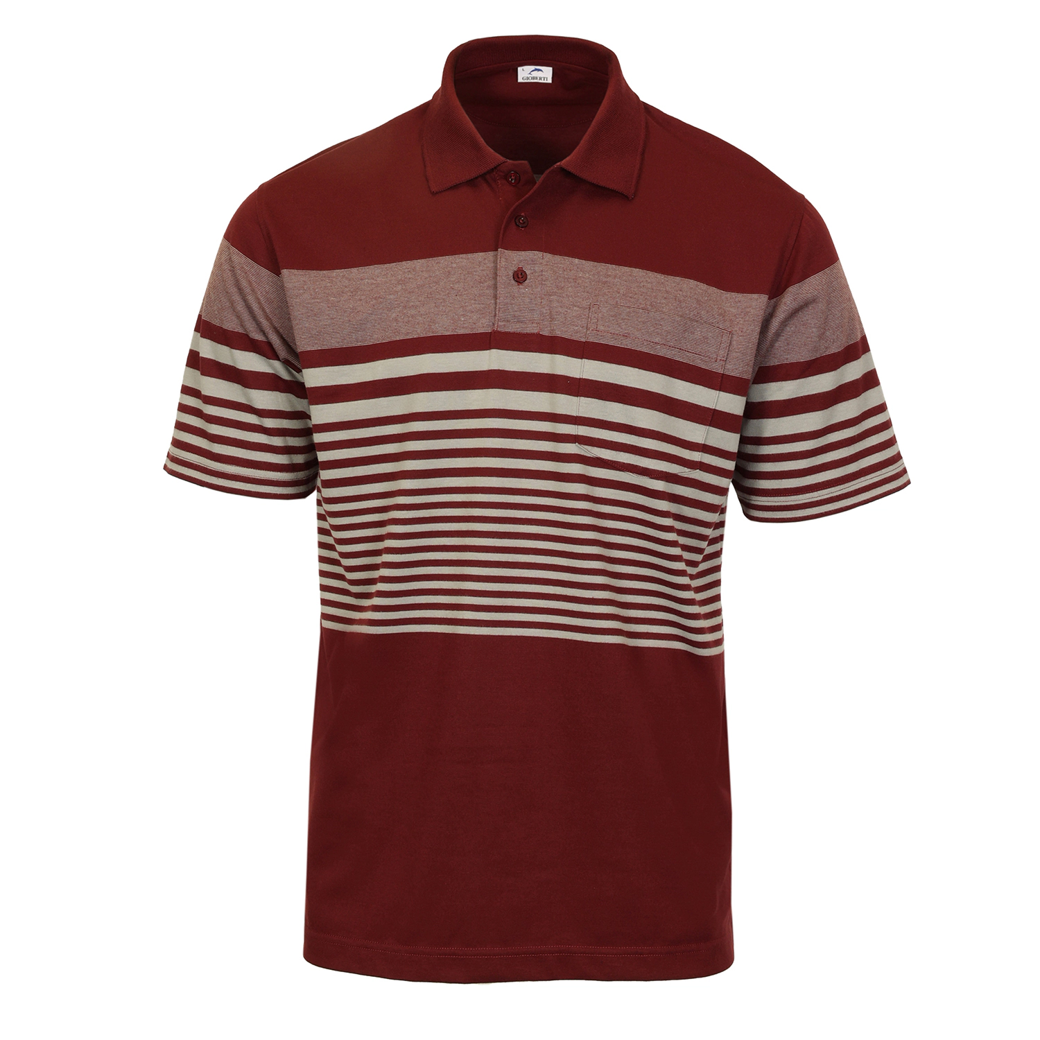 Gioberti Men's Multi-Stripe Short Sleeve Polo w/ Pocket