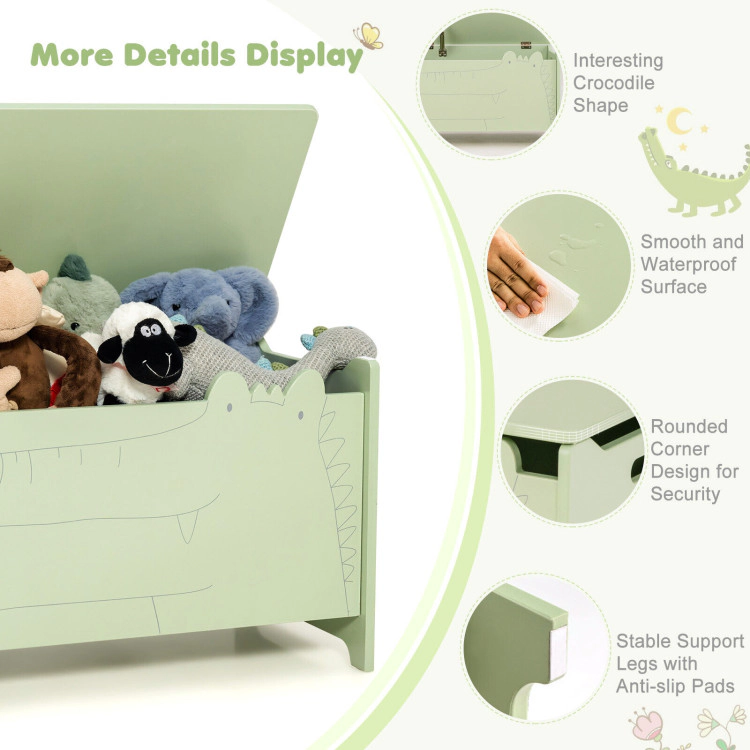 Hivvago Wooden Kids Toy Box with Safety Hinge