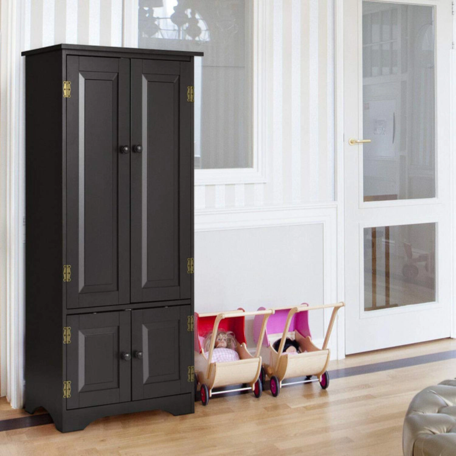 Hivvago Accent Floor Storage Cabinet With Adjustable Shelves And Antique 2-Door