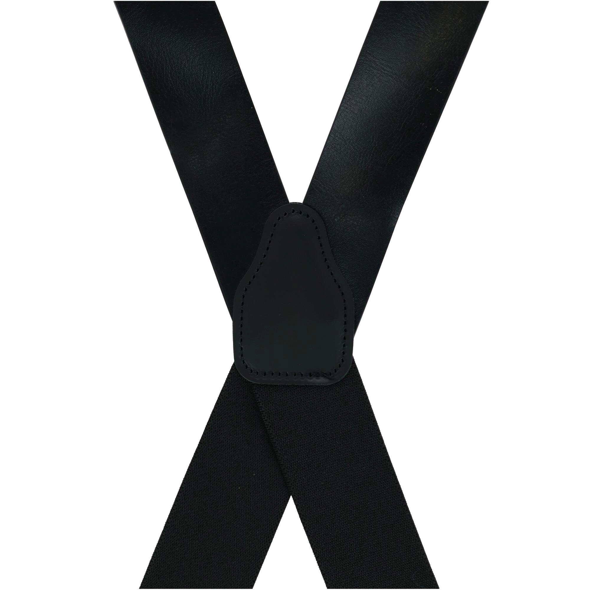 CTM Men's Smooth Leather Wide Width Suspenders w Metal Swivel Hook Ends