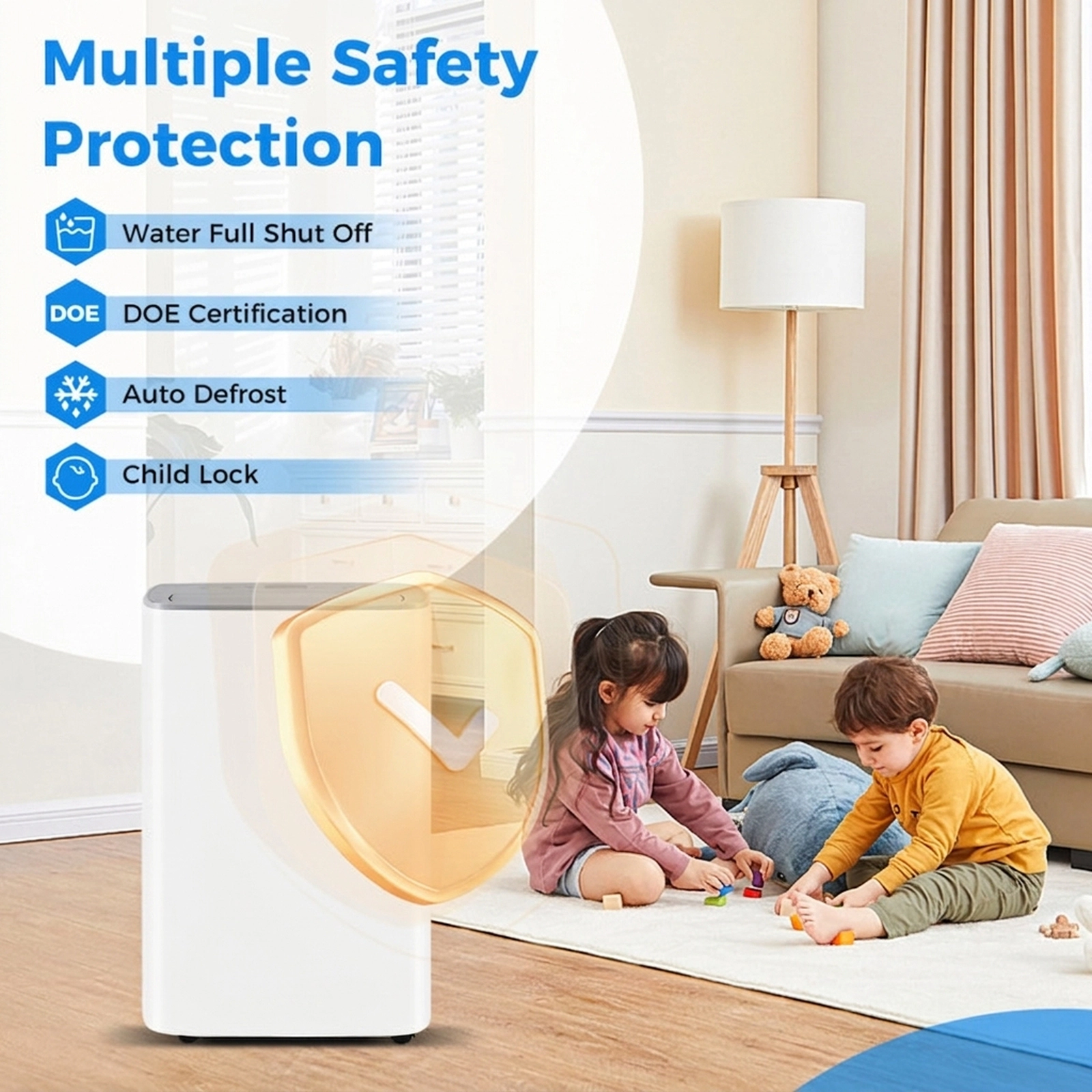 SUGIFT White 4500-Sq-Ft 52-Pint Dehumidifier with Auto Defrost and Child Lock 12.5-in W 9-in D 19-in H