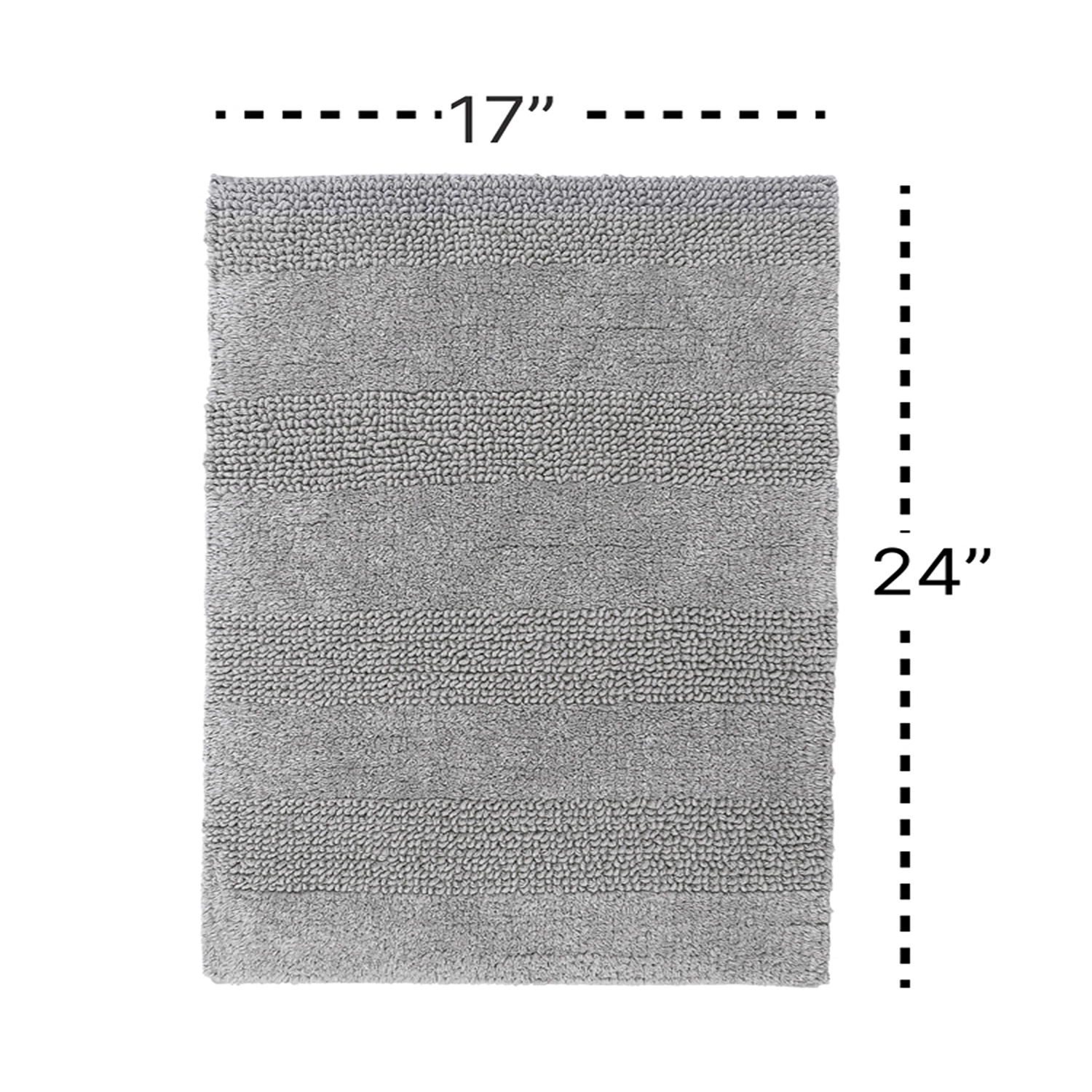 Knightsbridge Stylish And Comfortable All Season Traditional Wide Cut Design Cotton Bath Rug 17" X 24" Silver