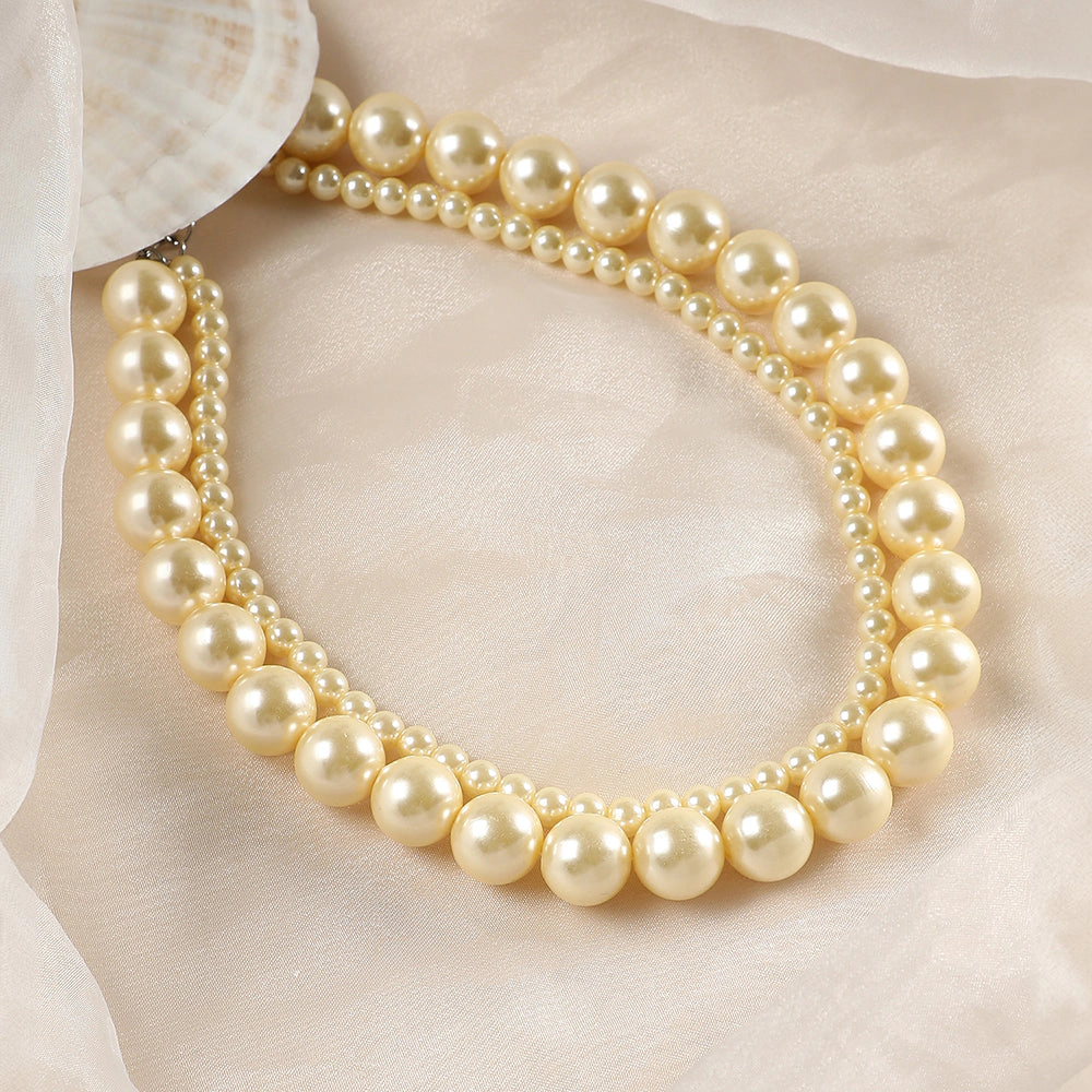 SOHI Women's Ivory White the Jackie Multi-Layer Necklace