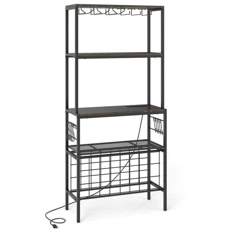 Hivvago Wine Organizer with Power Outlet and Bottle Holders