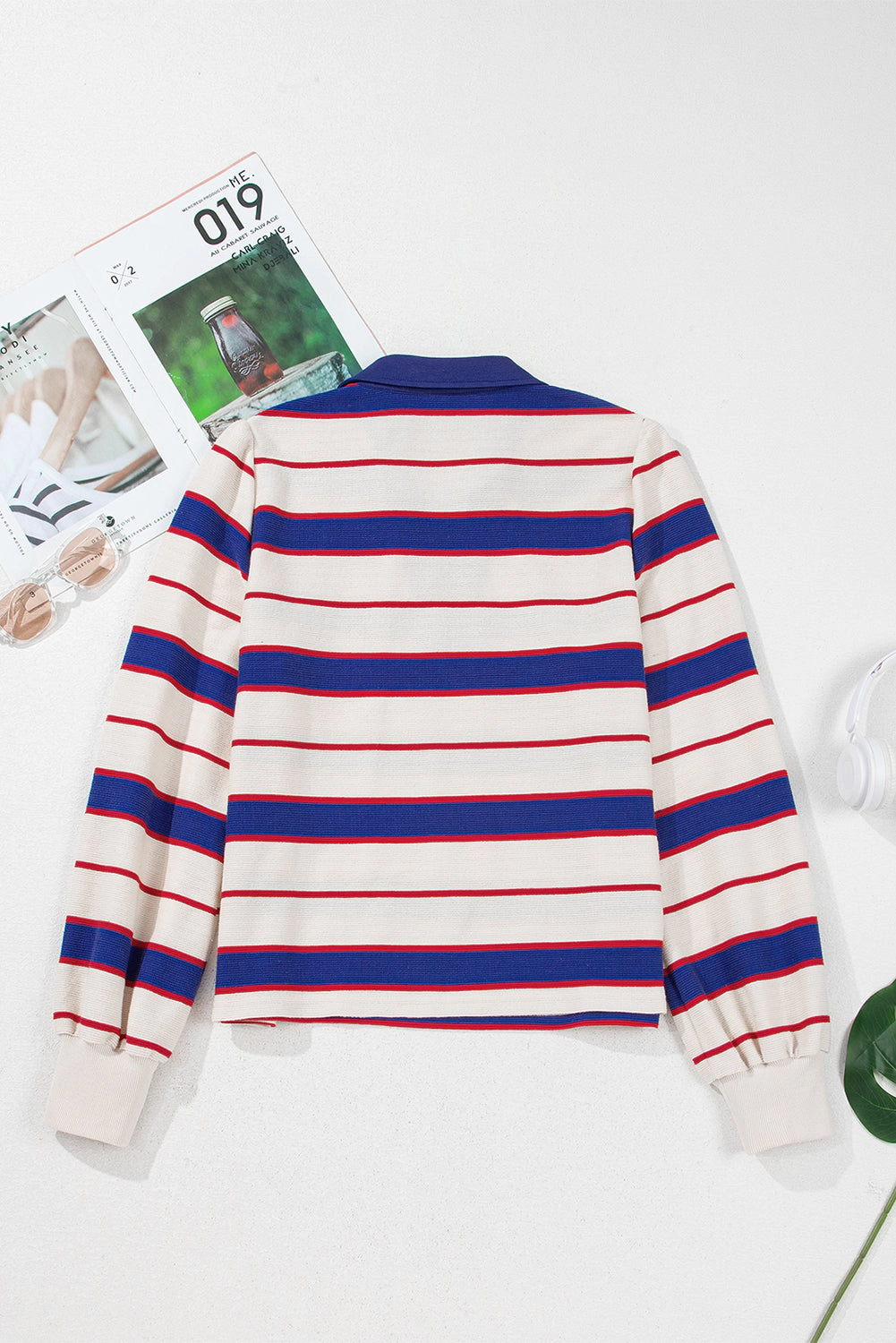 Threaded Pear Women's Genesis Stripe Polo Pullover Sweatshirt