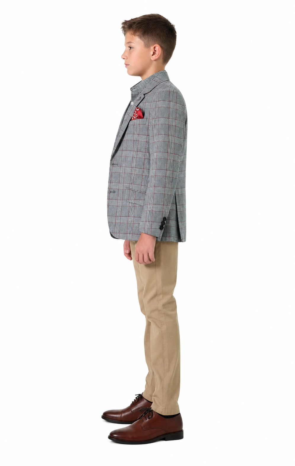 Elie Balleh Boys Slim Fit Plaid Blazers Sports Coat Jacket