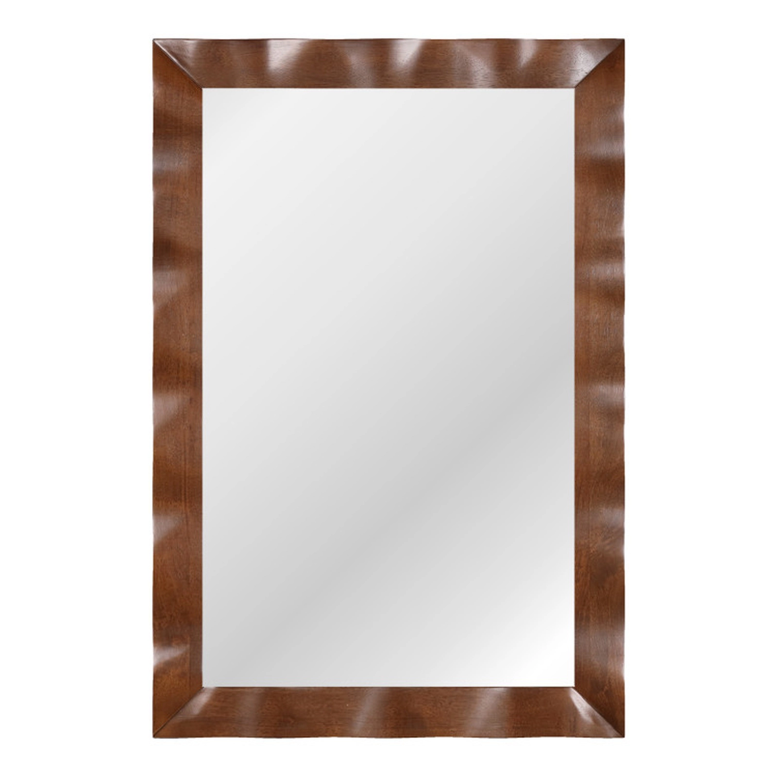 SUGIFT 41.5 x 28 in Farmhouse Rectangular Wall Mirror with 1-in Thick Rubberwood Frame and MDF Back Brown