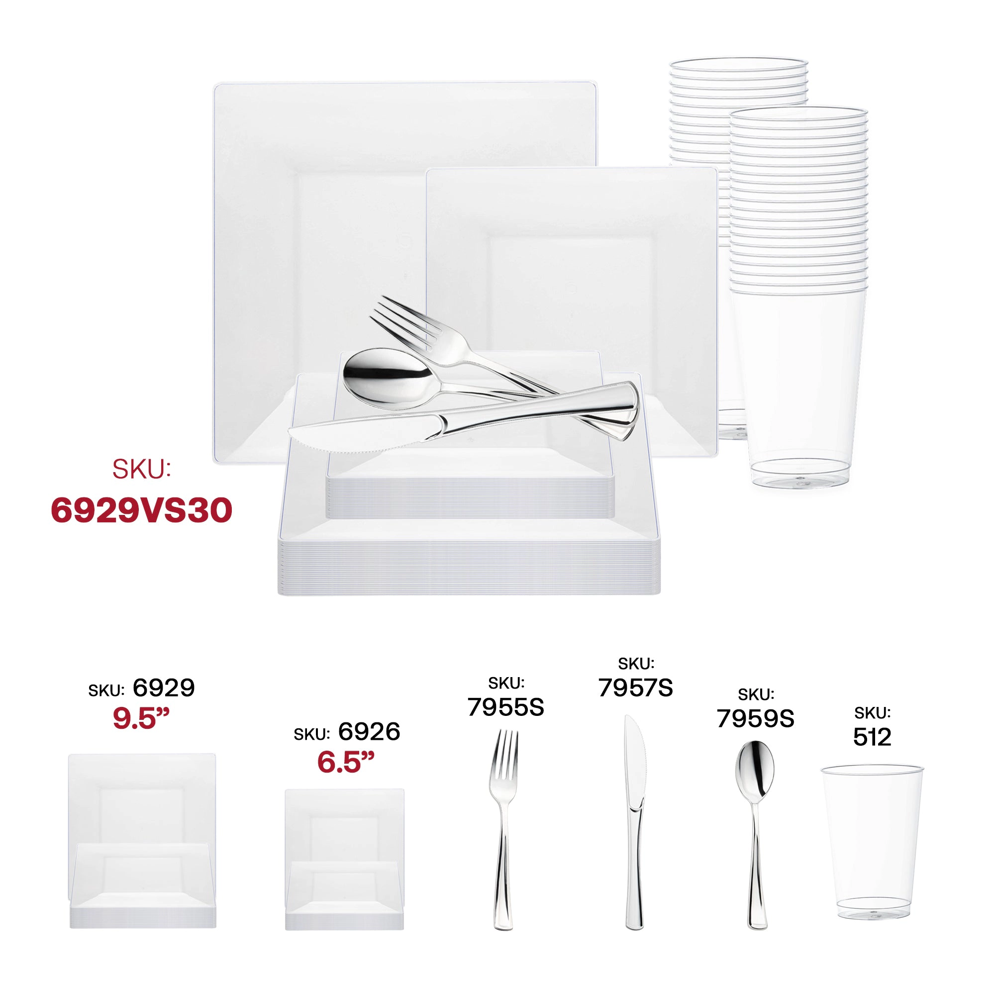 Smarty Had A Party Clear Square Plastic Wedding Value Set