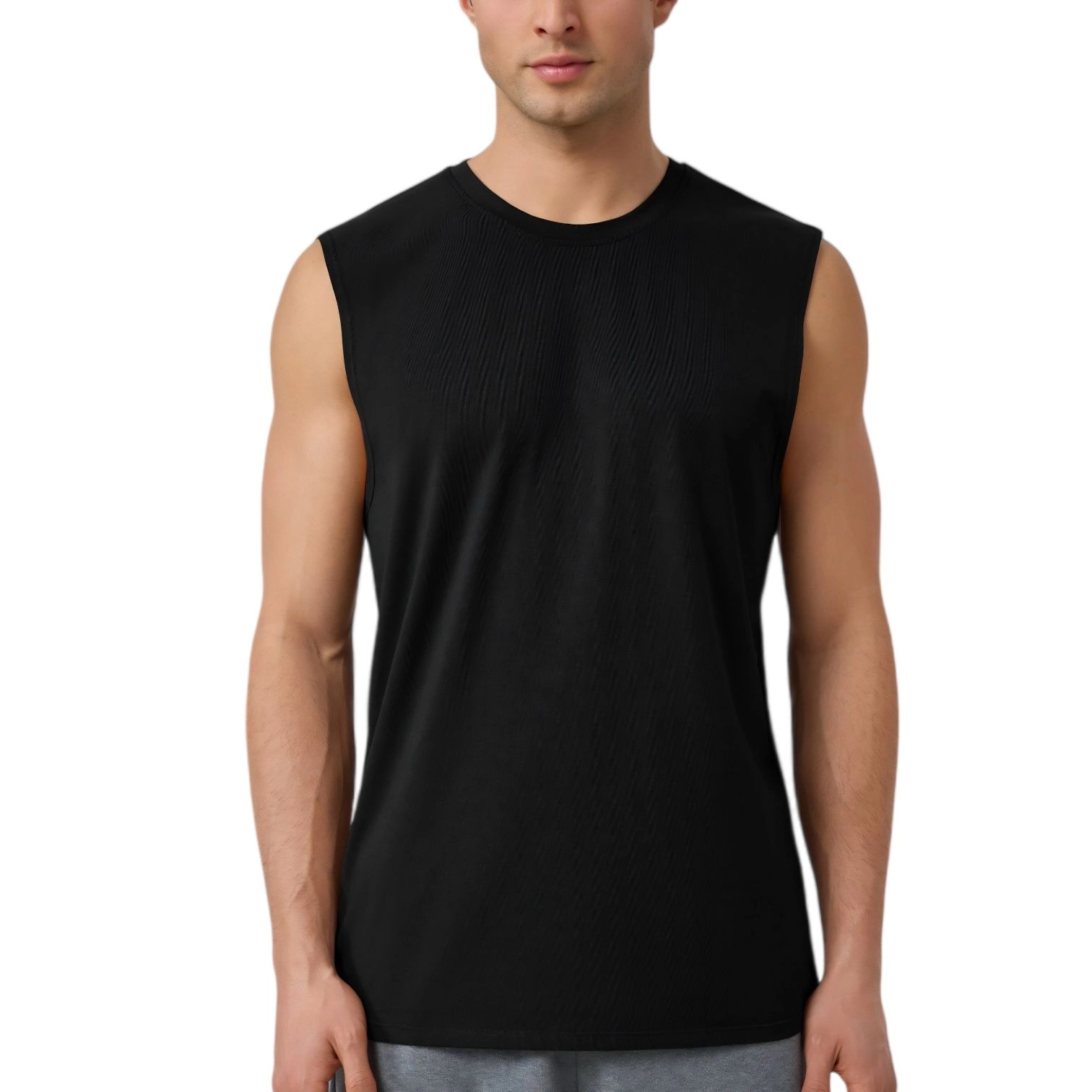 Anna-Kaci Men's Sleeveless Crew Neck Ribbed Tank Top with Relaxed Fit and Stretch Fabric
