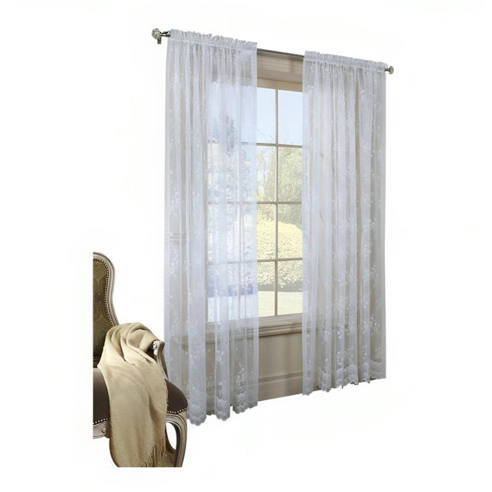 Commonwealth Habitat Mona Lisa Jacquard Lace Tailored Sheer Panel - White