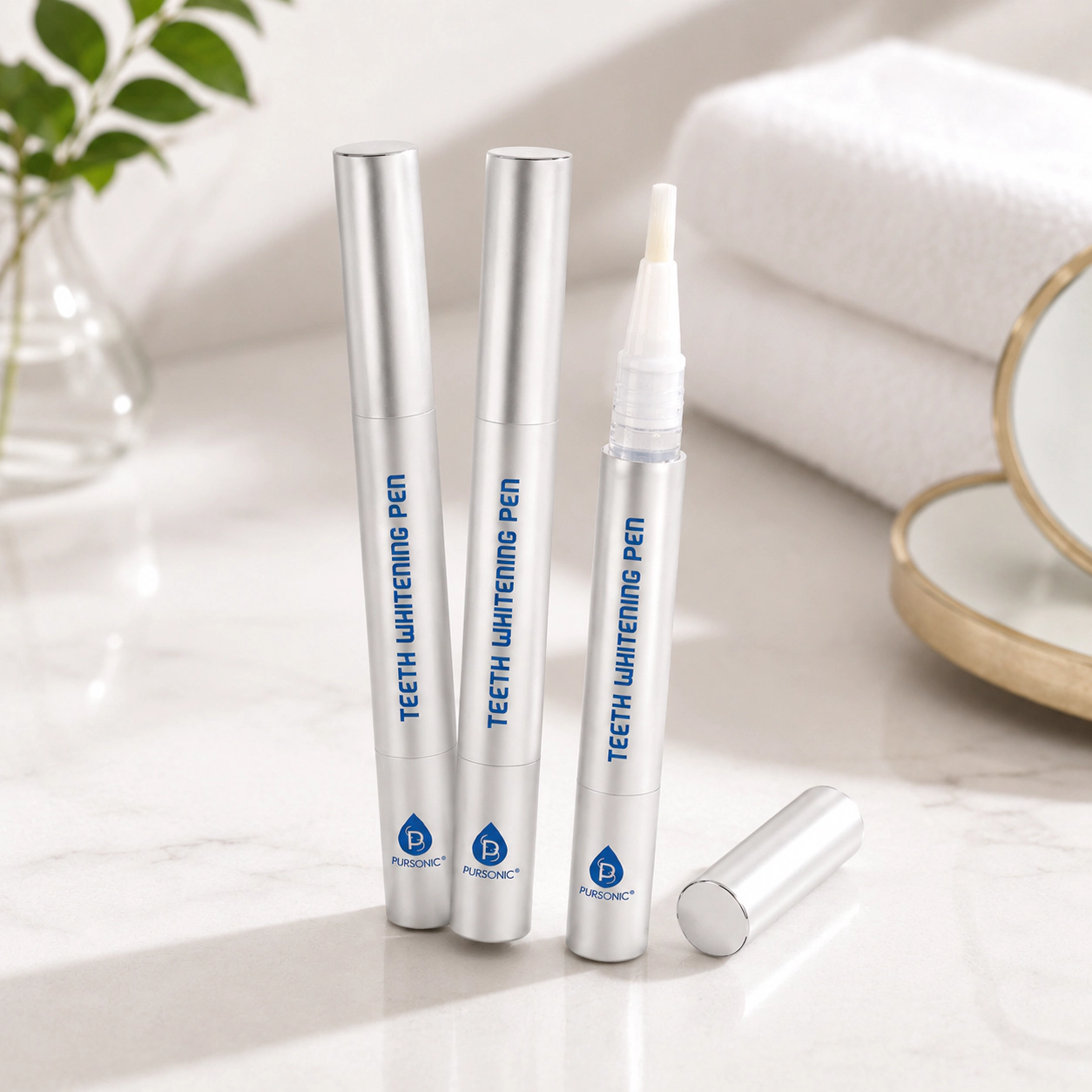 Pursonic Unisex Teeth Whitening Pen | Brightens & Whitens Teeth Instantly, 3-Pack, Enamel Safe, No Sensitivity