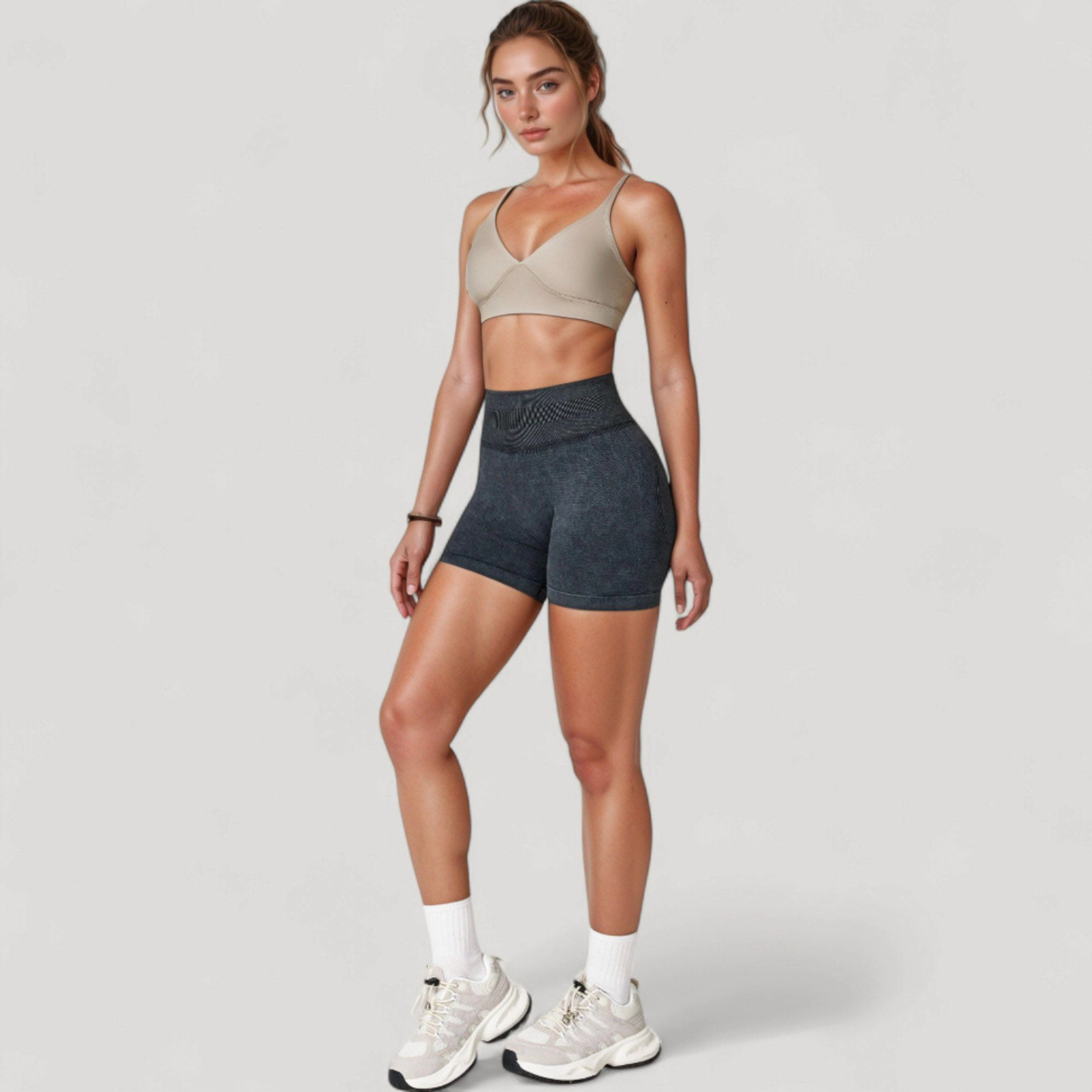 Anna-Kaci Women's Ribbed Seamless Biker Shorts with Stretch Fabric and Smooth Fit