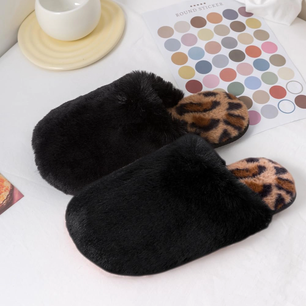 Roxoni Women’s Winter Cozy Slippers with 3-Pack Fuzzy Ankle Socks