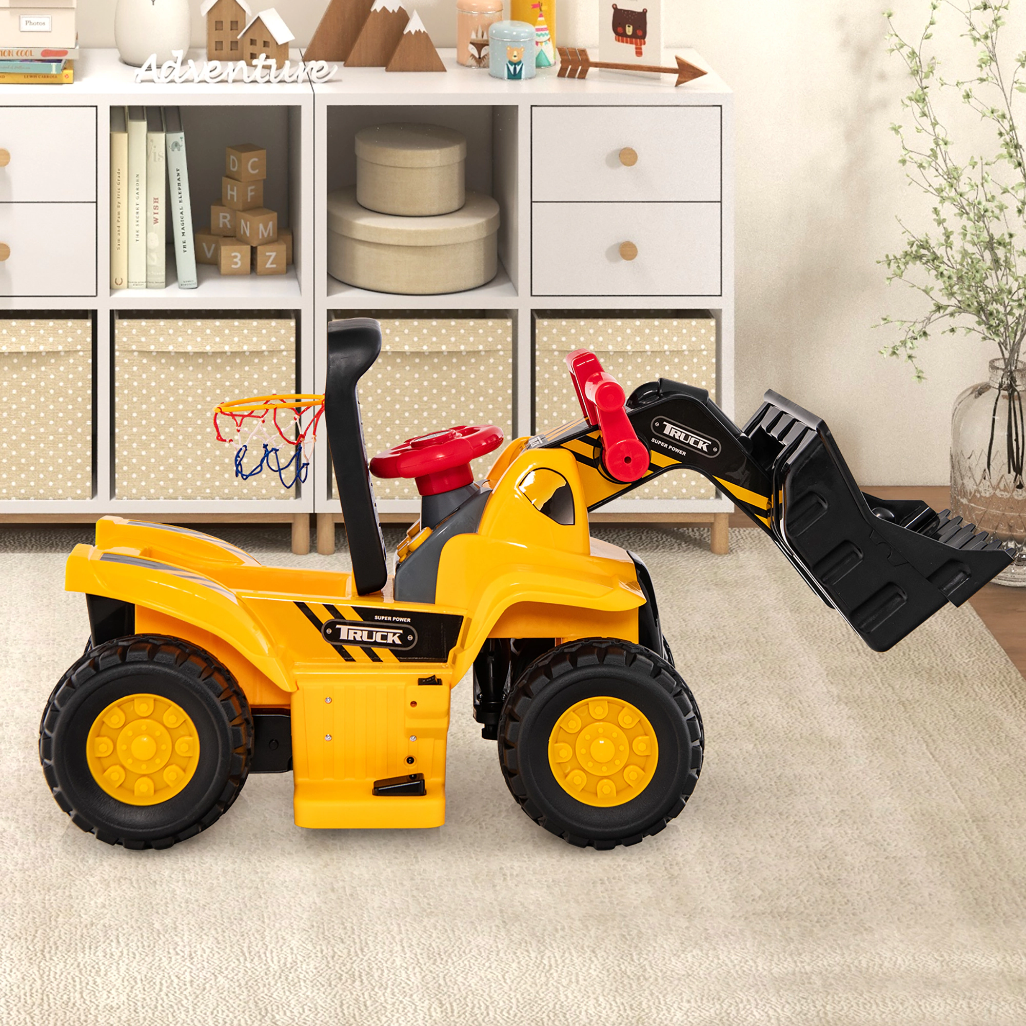 Costway 6V Electric Kids Ride On Bulldozer Pretend Play Truck Toy with Adjustable Bucket