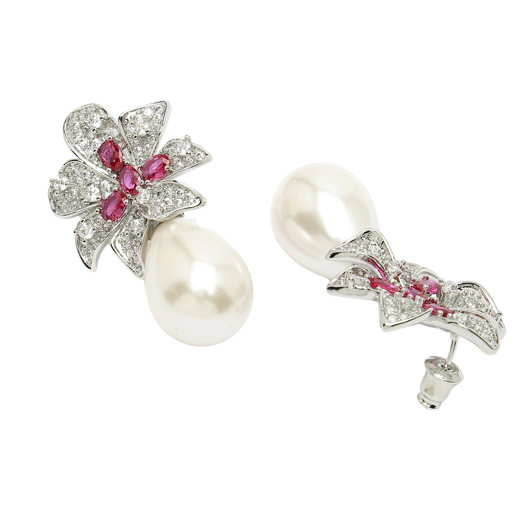 AGP PARIS Womens Diva Floral in Zirconia Drop Earrings