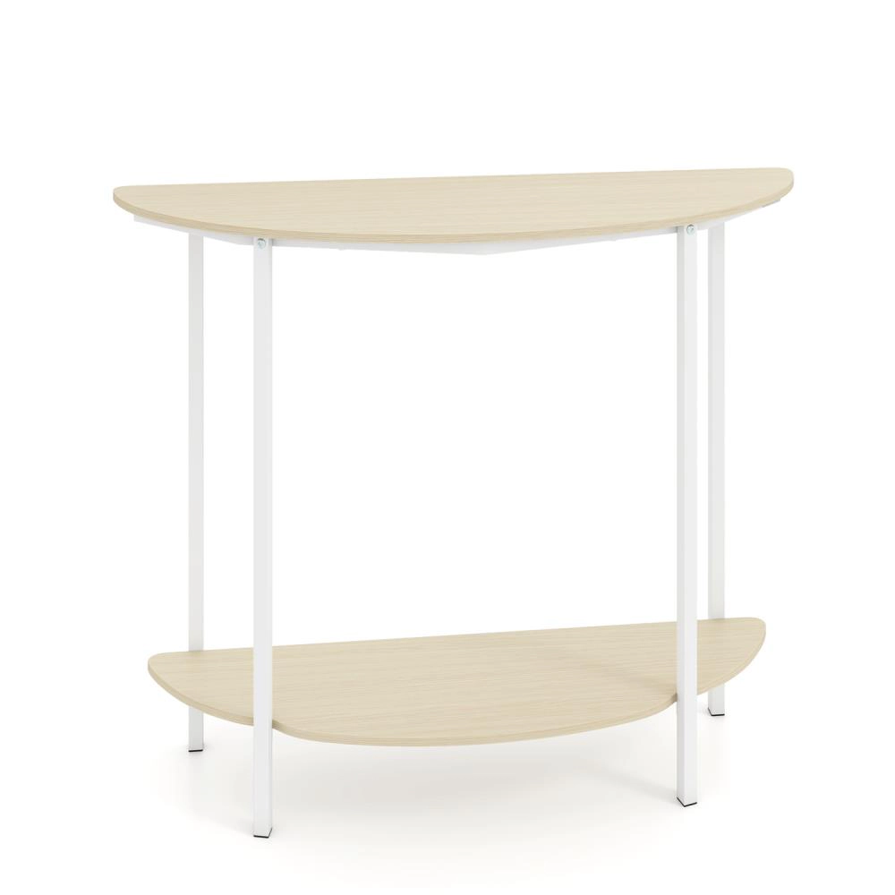 Hivvago Half Moon Console Table 40 Inch 2-Tier Entryway Table With Storage Shelf